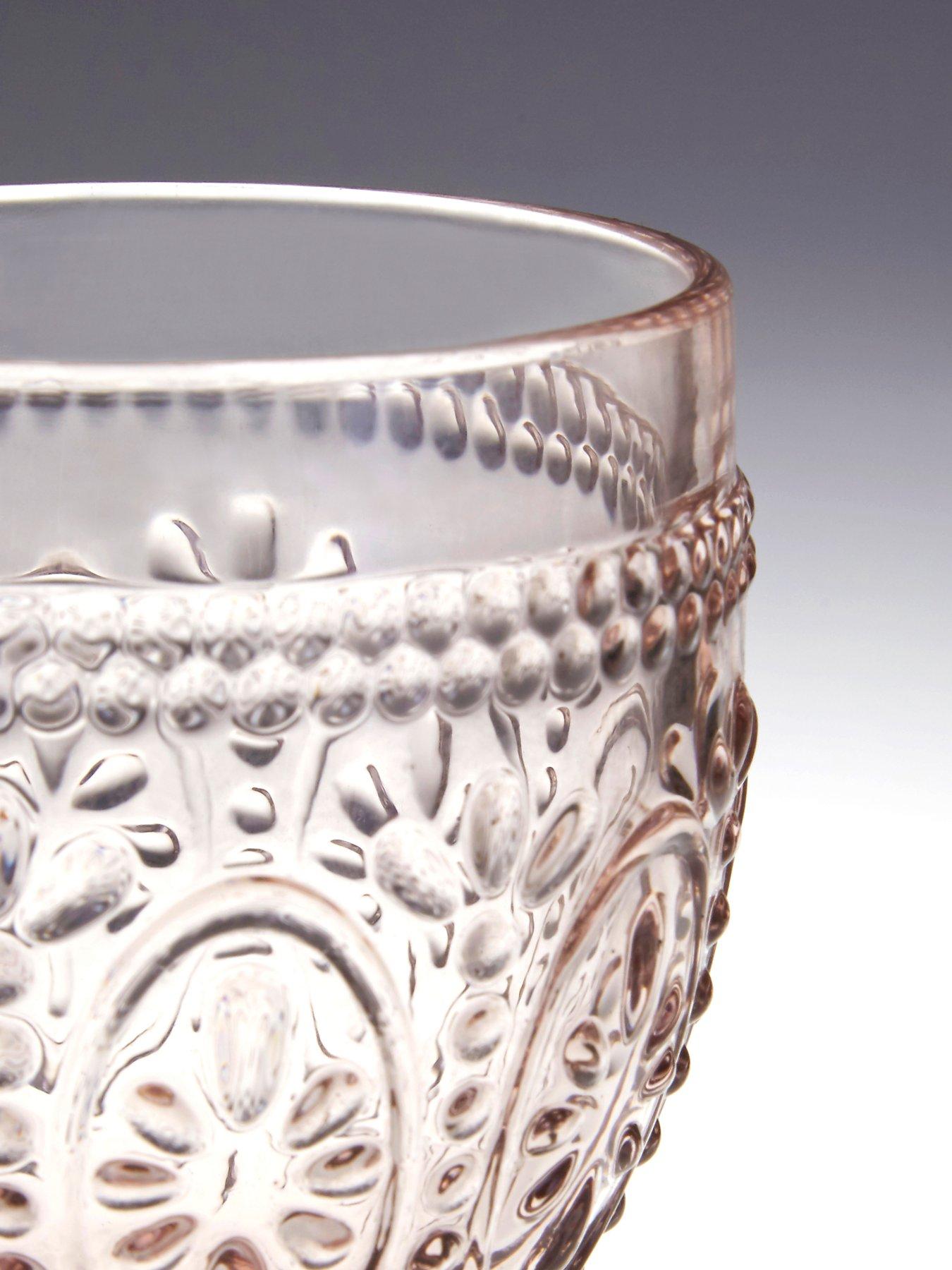 Image 6 of 6 of Interiors By Premier Set Of Four Fleur Pink And Blue Glasses