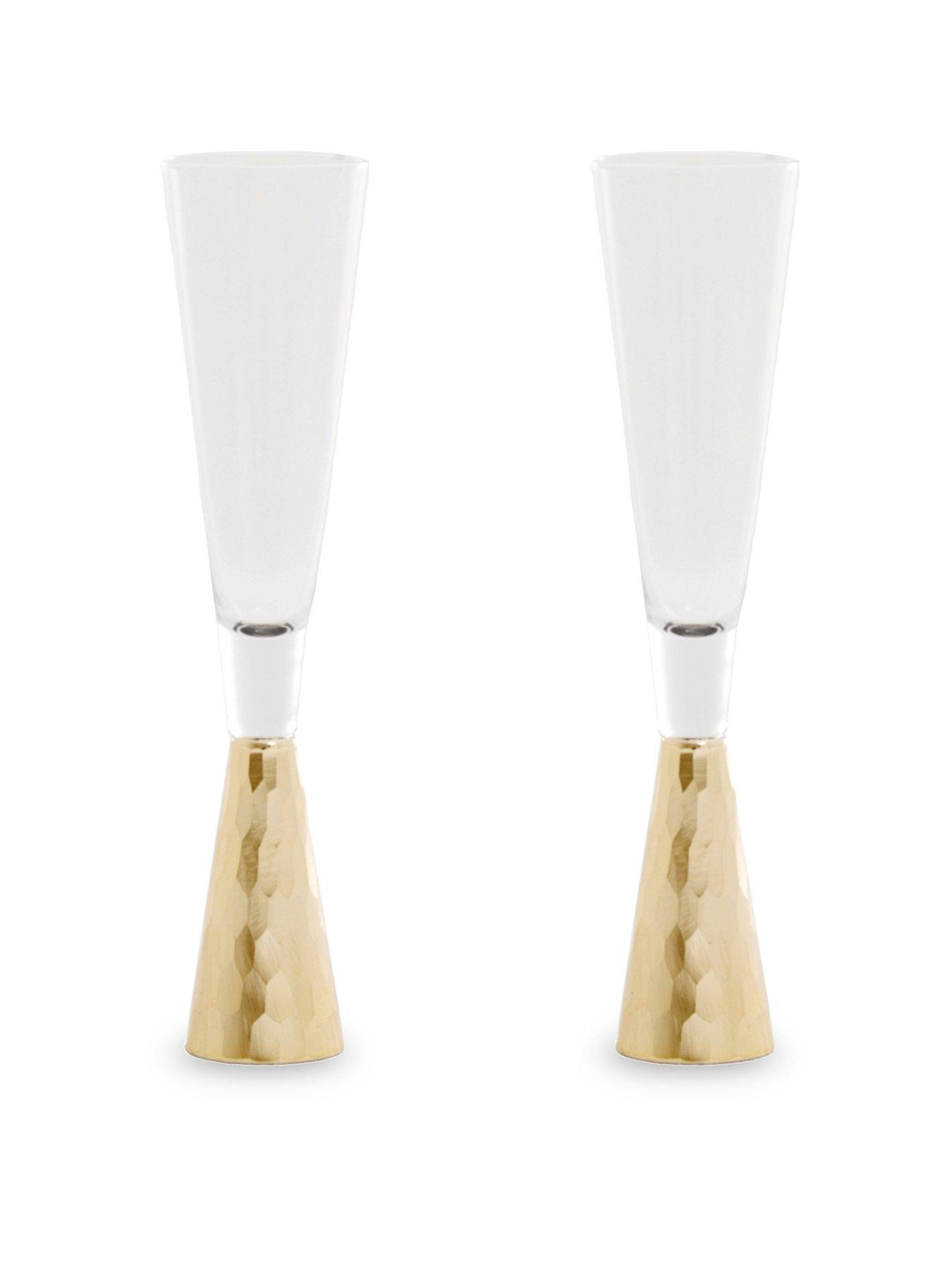 undefined Astrid Set Of Two Champagne Glasses With Gold Finish Stem