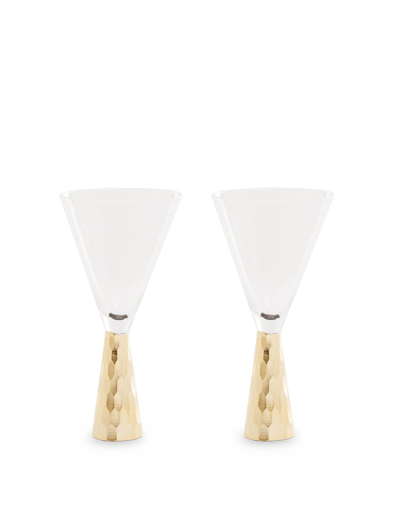 Image 2 of 3 of Interiors By Premier Set Of Two Astrid Wine Glasses With Gold Finish Stem