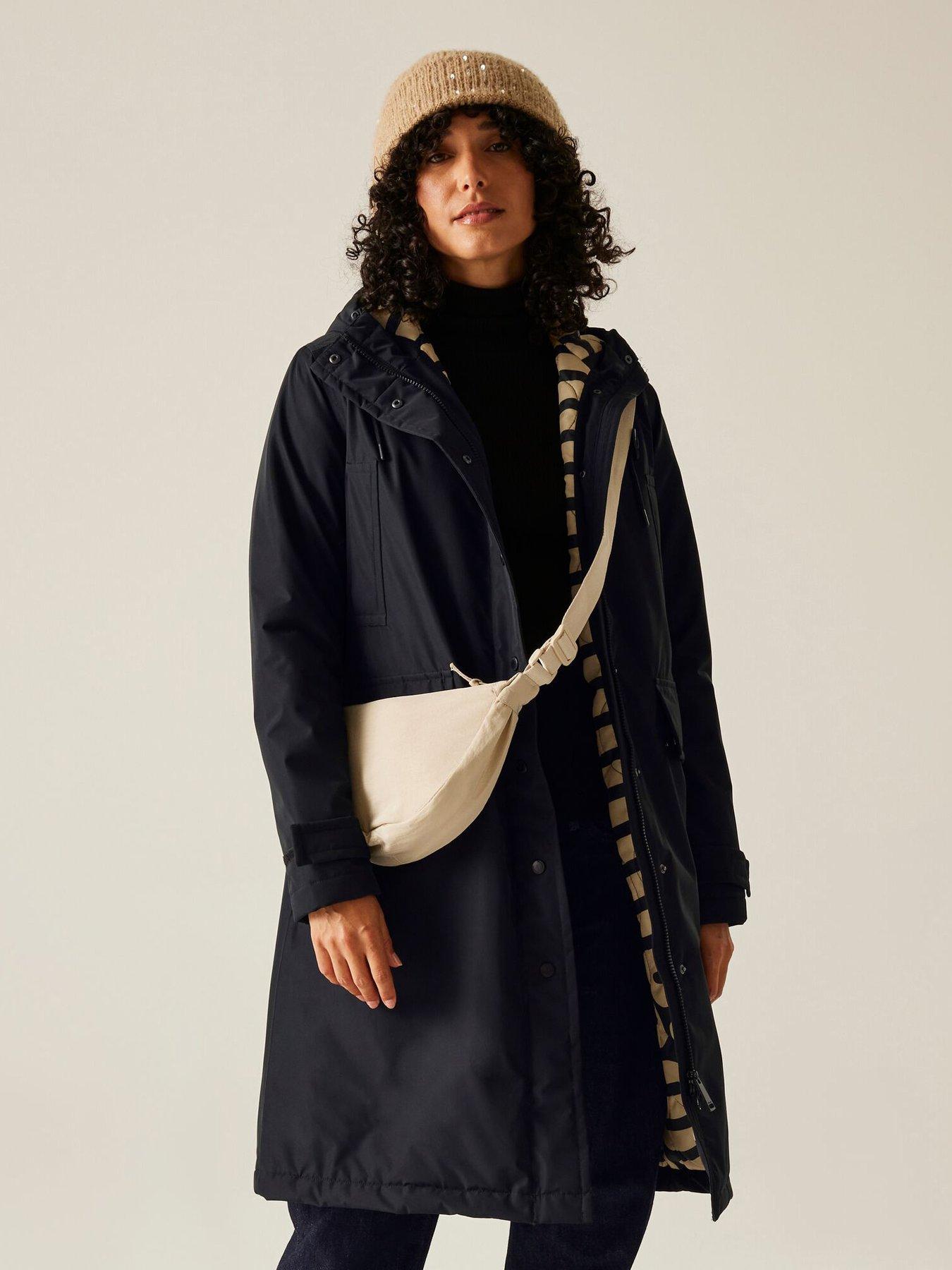 undefined Womens Orla Kiely Waterproof Insulated Long Jacket - Black