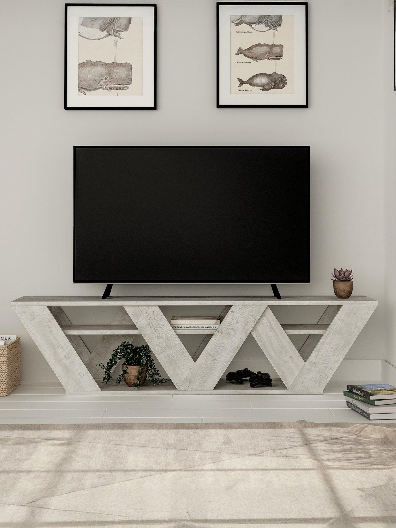 Image 1 of 5 of Decortie Ralla Tv Stand - Ancient White