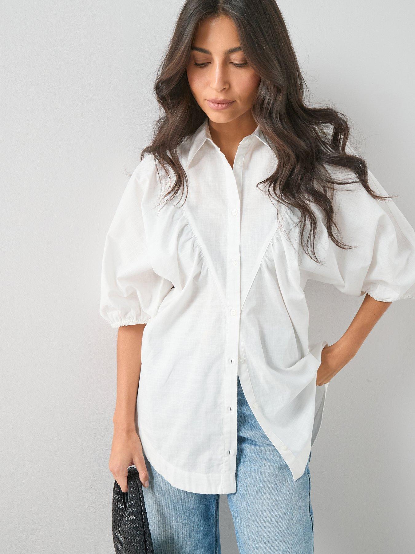 The Very Collection Balloon Sleeve Shirt - White