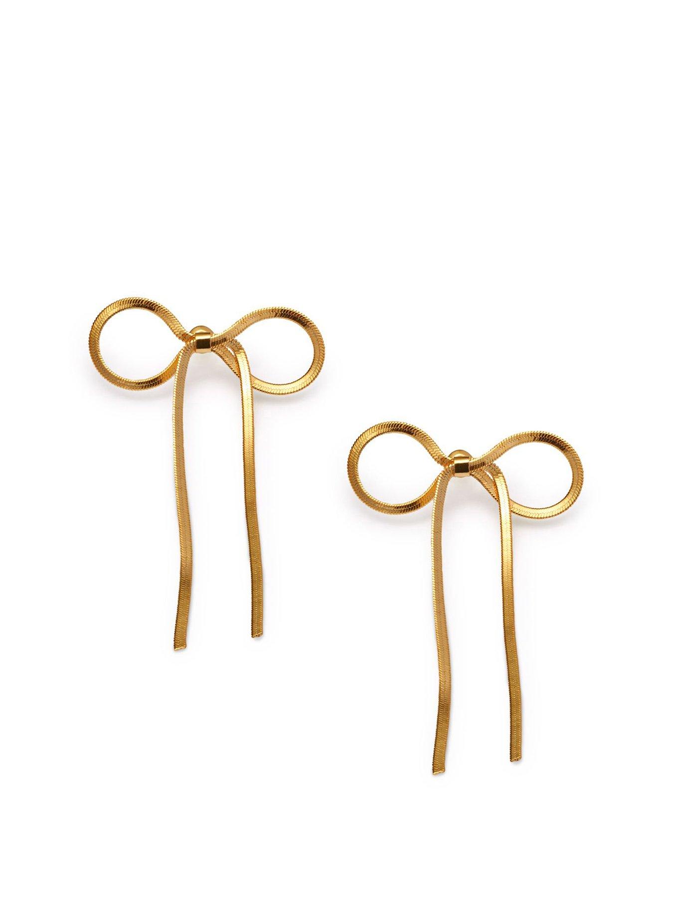 undefined AMELIE BOW OVERSIZED EARRINGS , Gold Coated ,