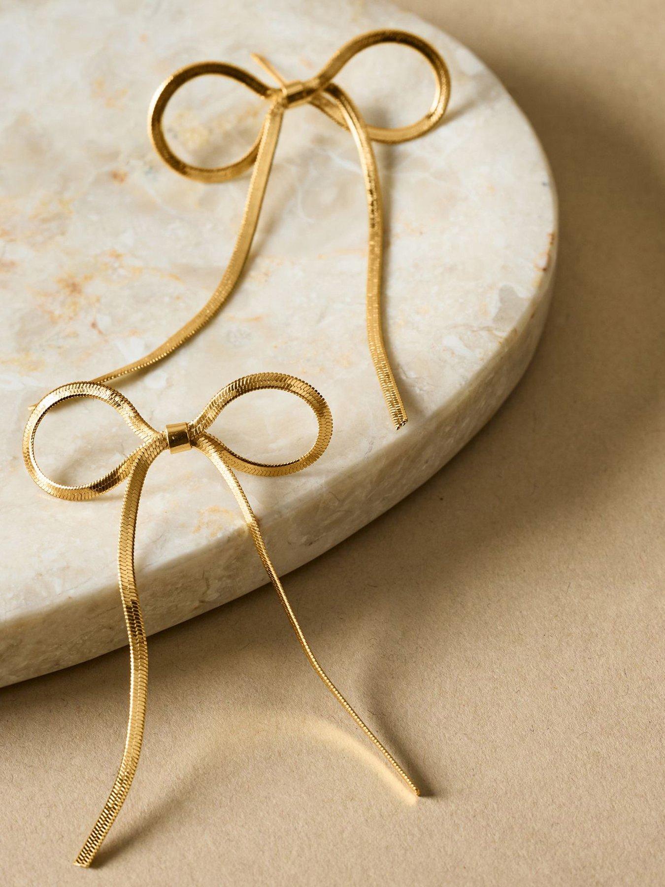 Image 4 of 5 of Katie Loxton AMELIE BOW OVERSIZED EARRINGS , Gold Coated ,