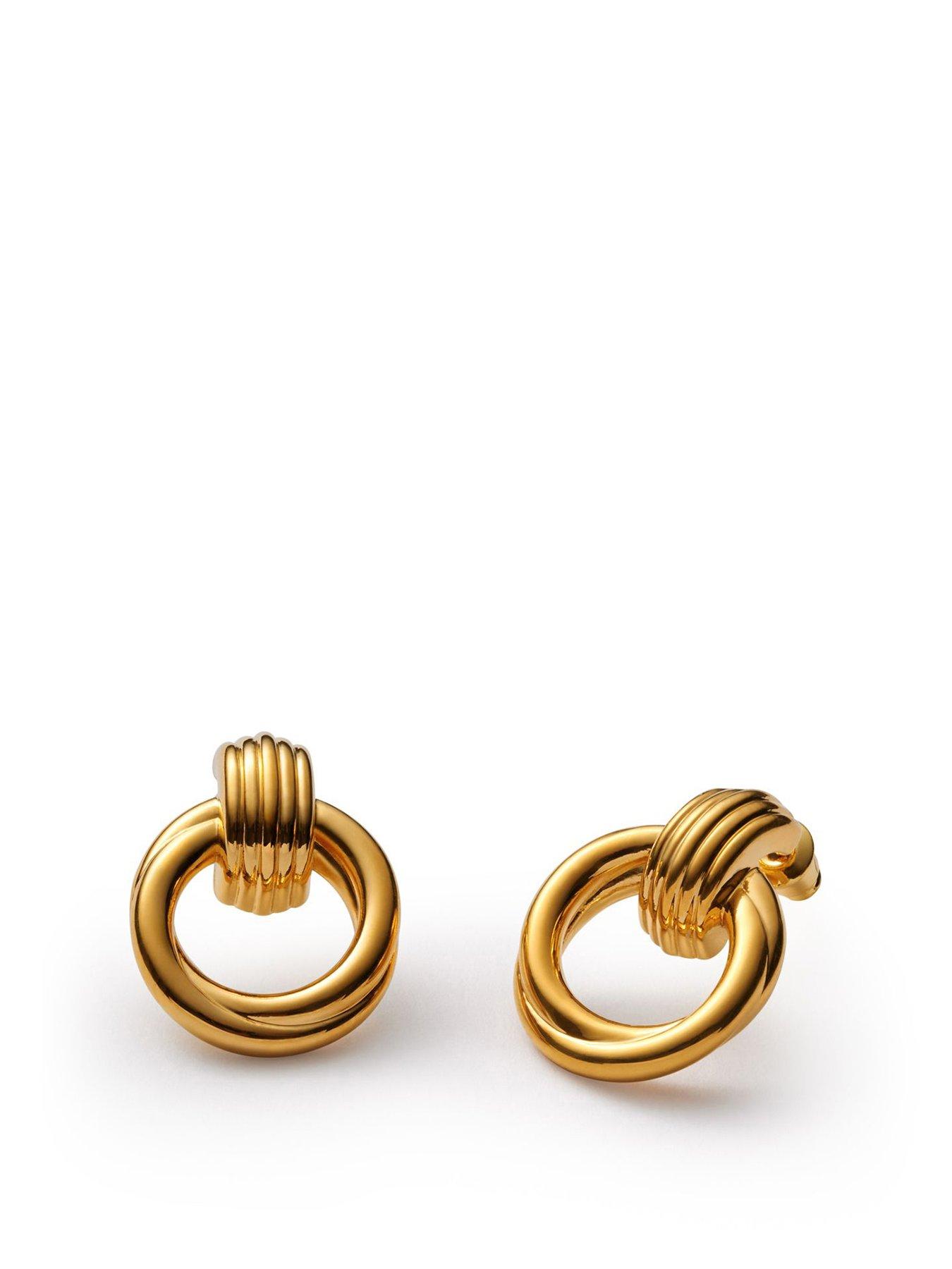 undefined DEMI OVERSIZED STUD EARRINGS , Gold Coated , 2.4cm x 1.8cm x 0.7cm