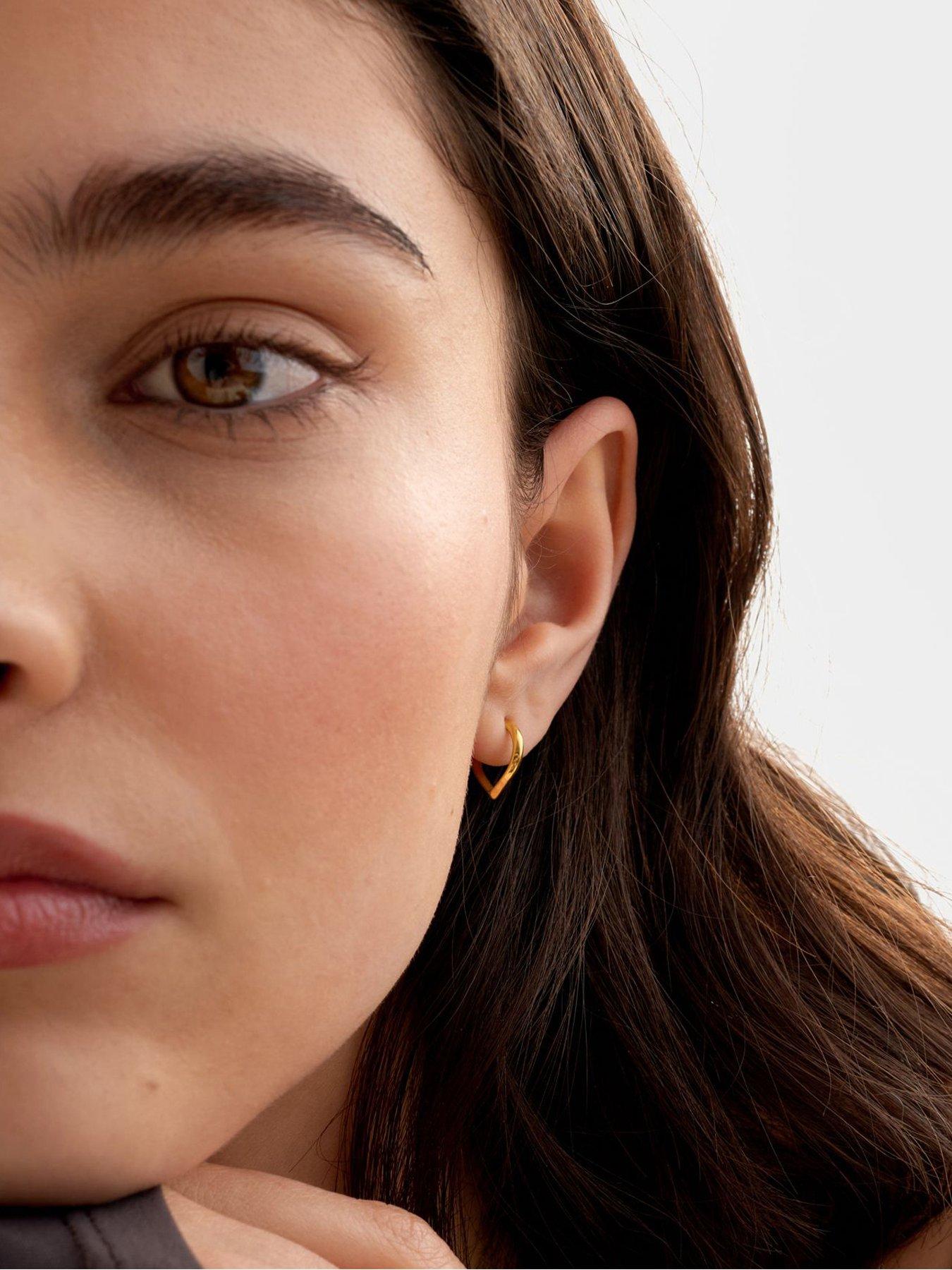 Image 2 of 4 of Katie Loxton ELSI HUGGIE HOOP EARRINGS , Gold Coated , 1.3cm x 0.3cm x 1.1cm