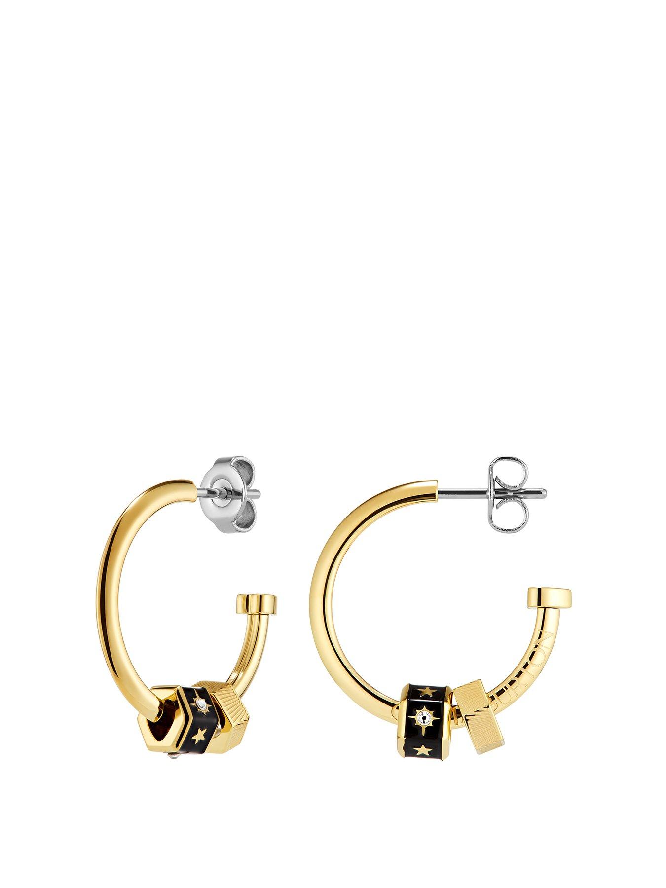 undefined Signature Bead Charm Hoop Earrings