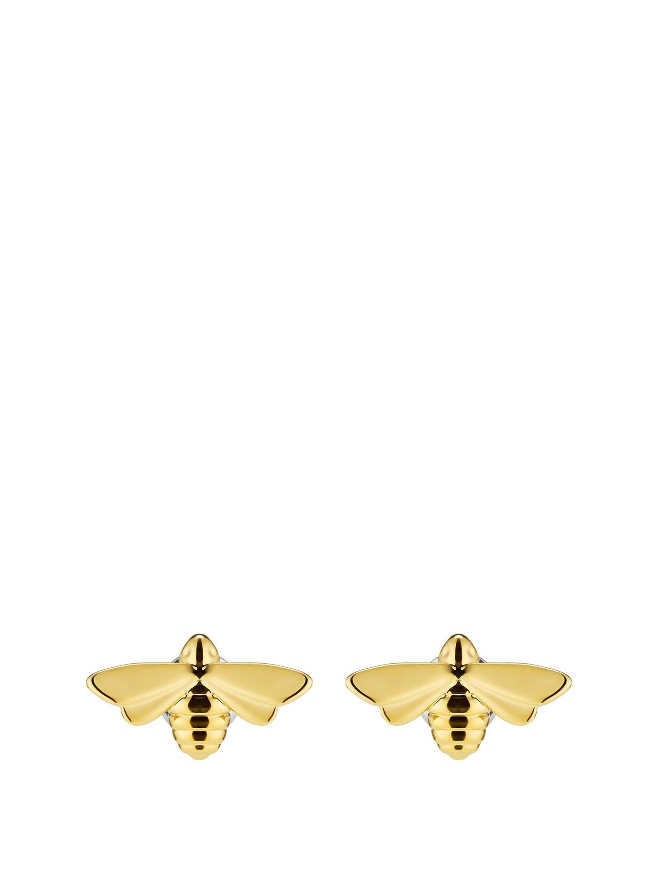 undefined Honey Bee Light Yellow Ip Stud Earrings - Gold