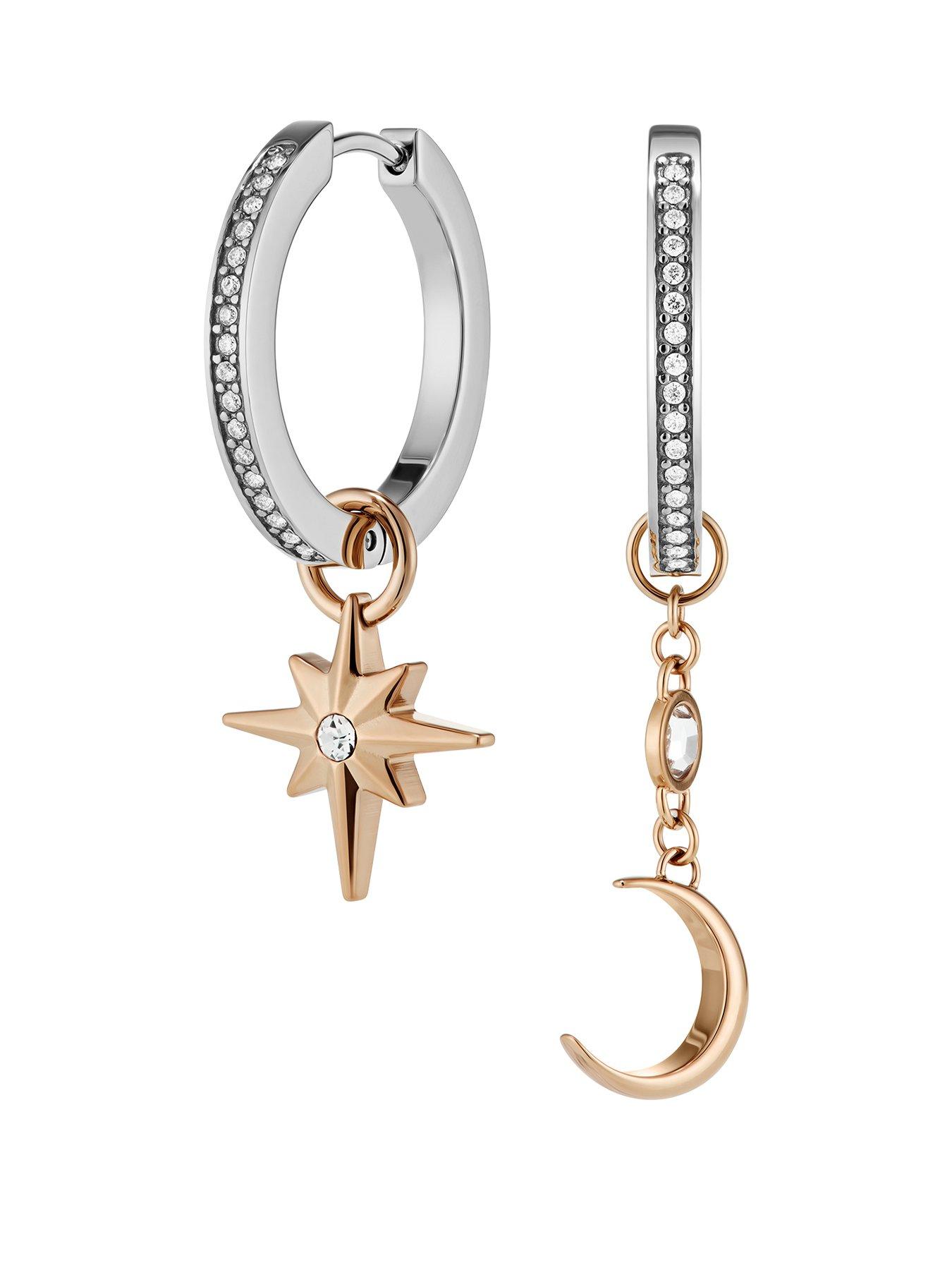 undefined Celestial Star Stainless Steel Huggie Earrings