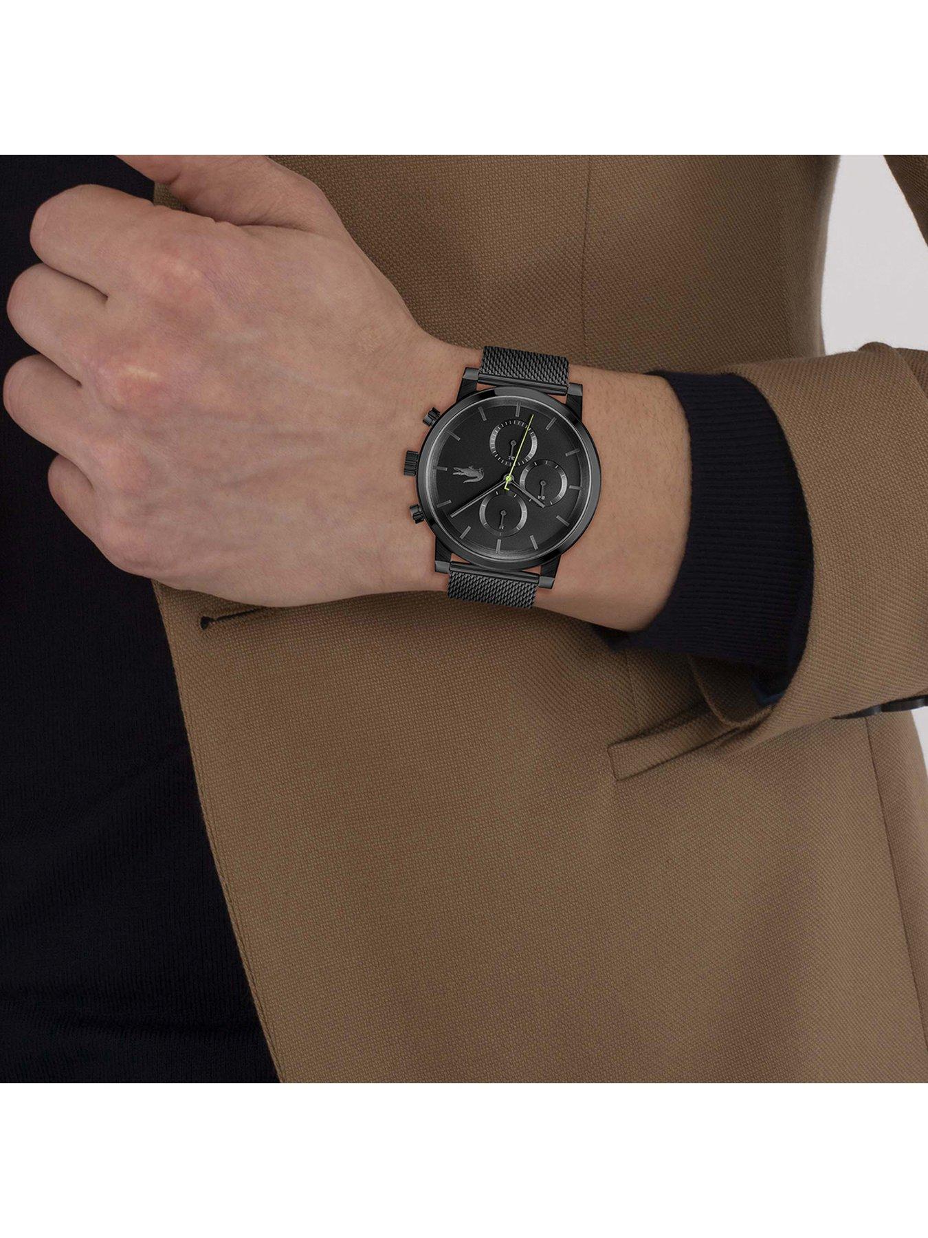  image of lacoste-mens-lacoste-replay-multifunction-black-ip-watch