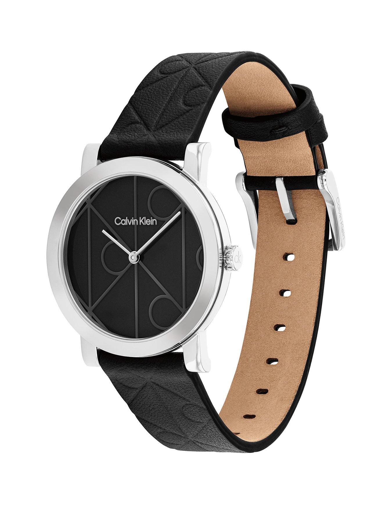 Image 2 of 4 of Calvin Klein Women's Ck Monogram Leather Watch - Black