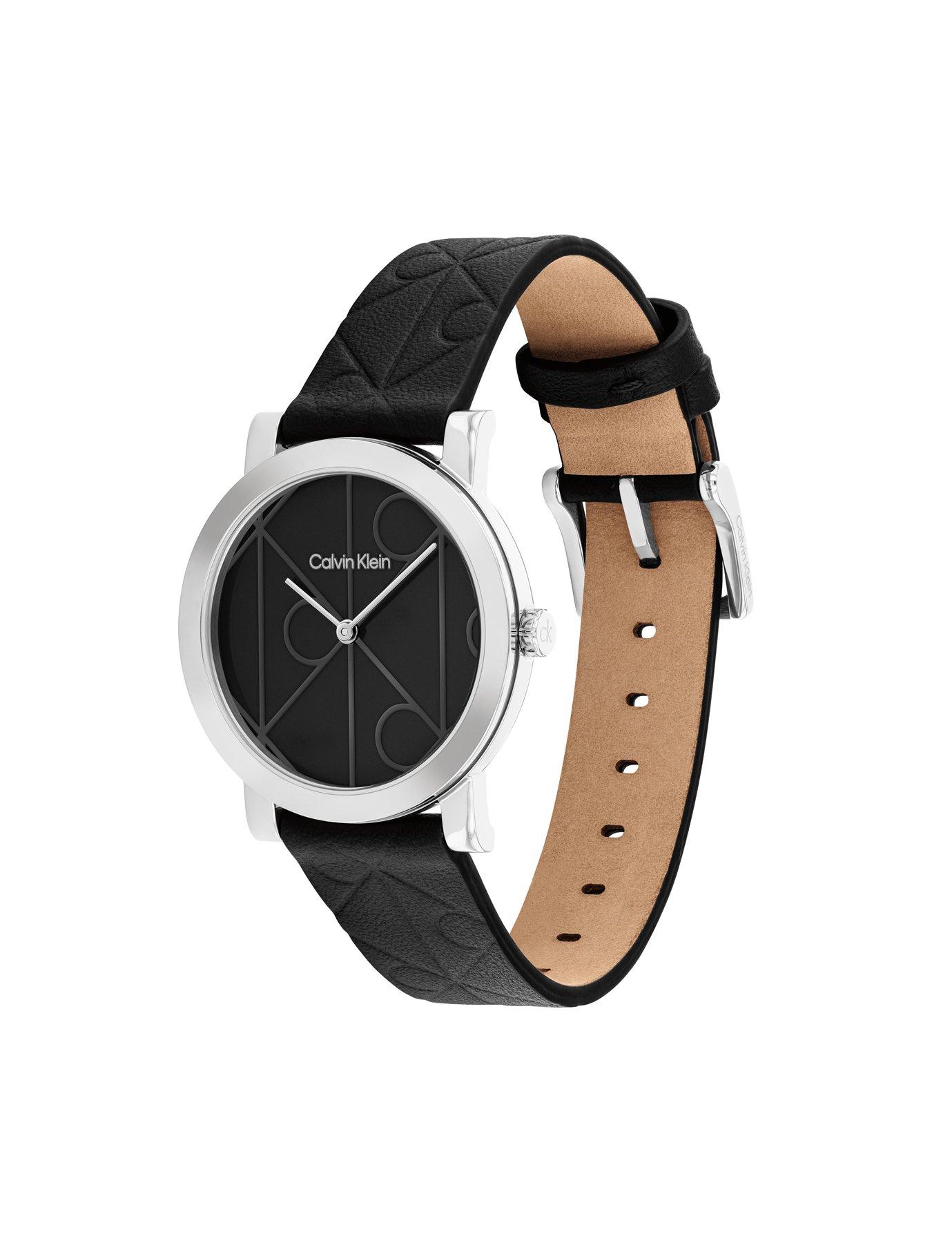 Image 2 of 4 of Calvin Klein Women's Ck Monogram Leather Watch - Black