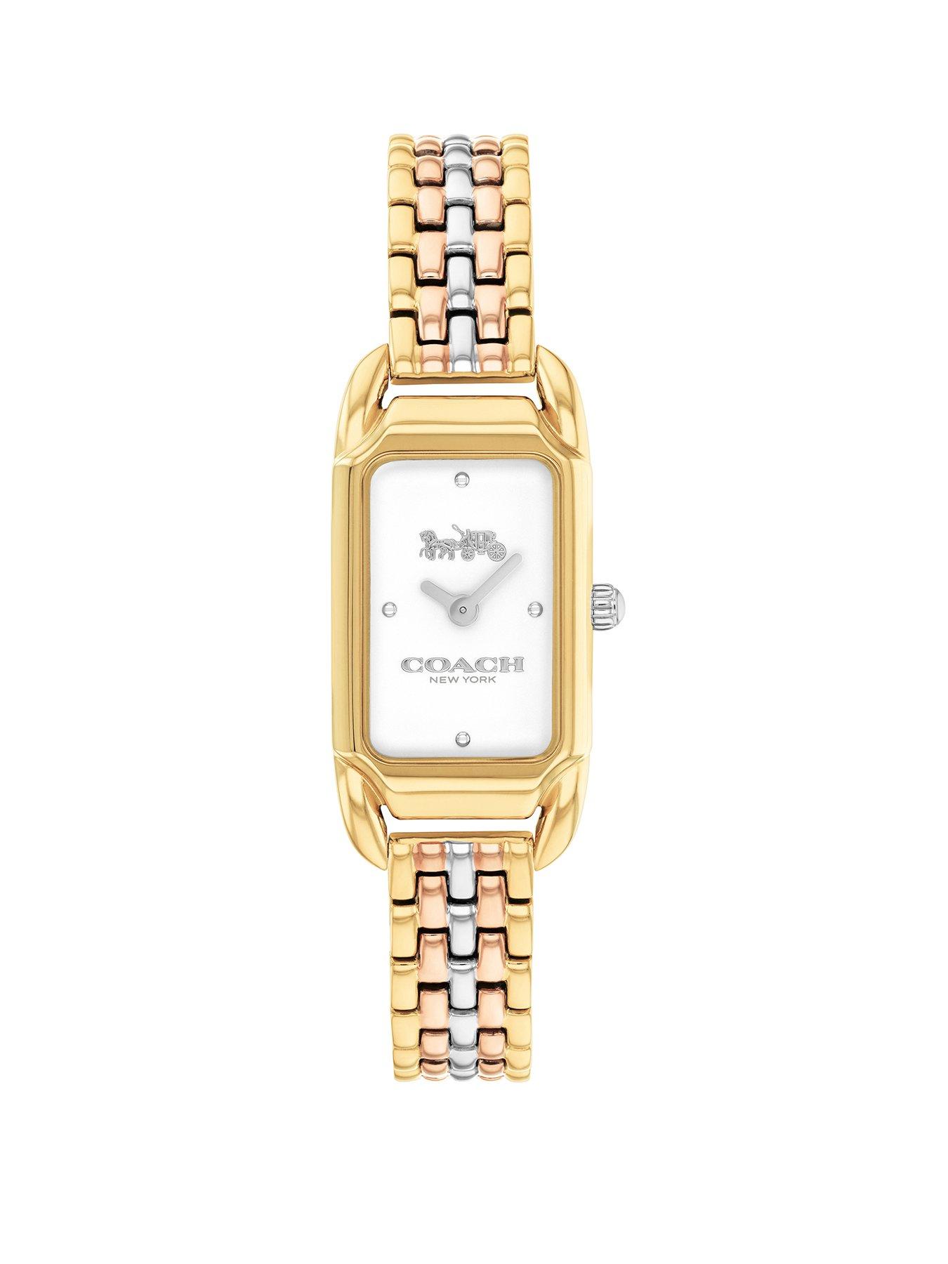  image of coach-ladies-cadie-tri-tone-bracelet-watch