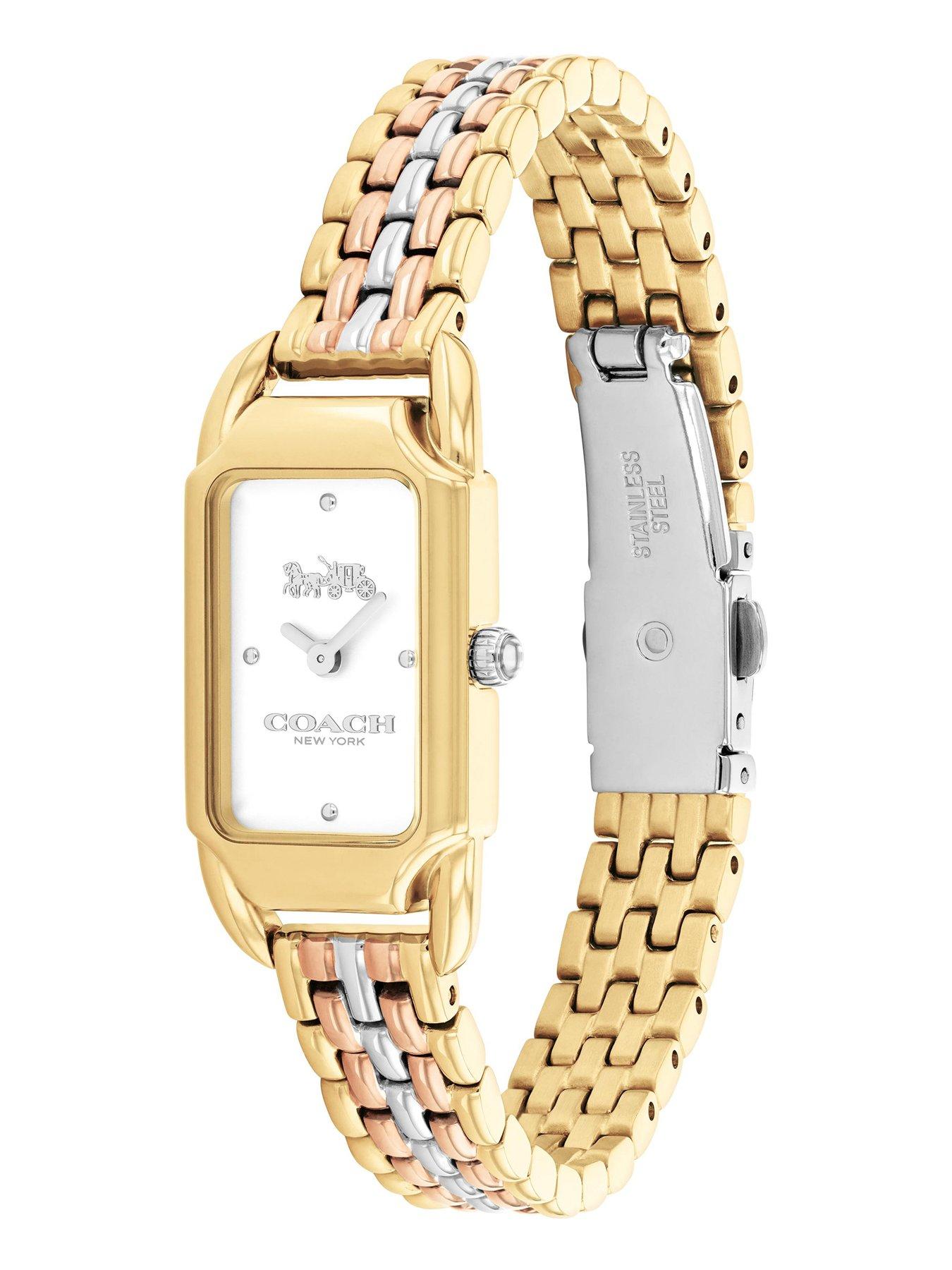  image of coach-ladies-cadie-tri-tone-bracelet-watch