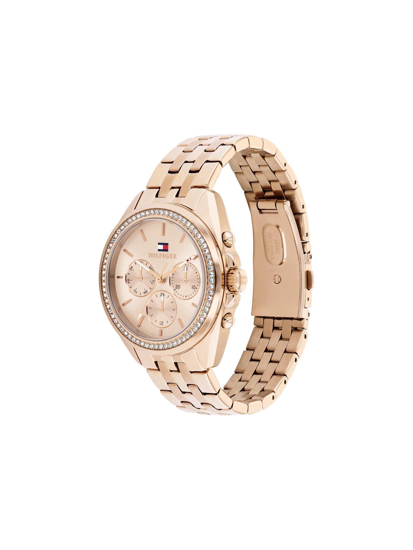  image of tommy-hilfiger-womens-carnation-gold-plated-bracelet-watch