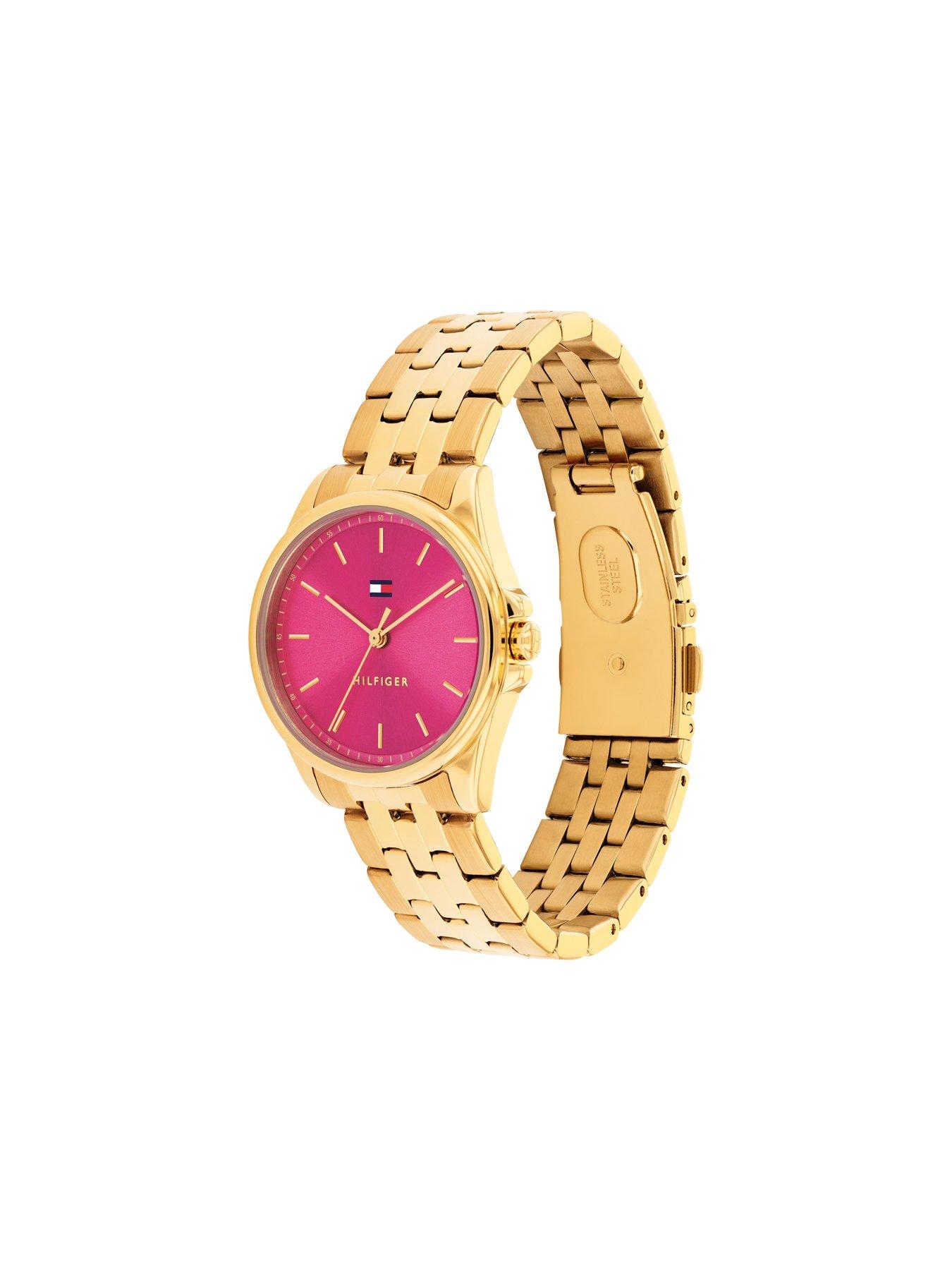  image of tommy-hilfiger-womens-gold-plated-bracelet-watch