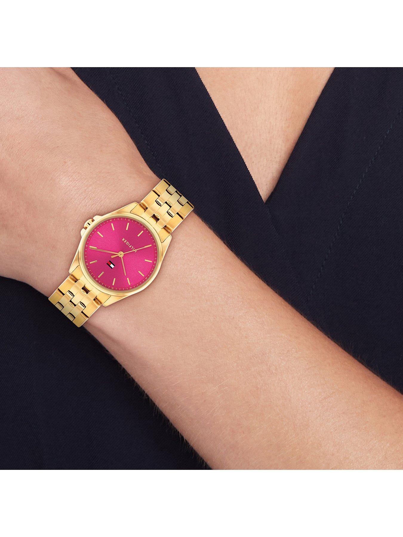  image of tommy-hilfiger-womens-gold-plated-bracelet-watch