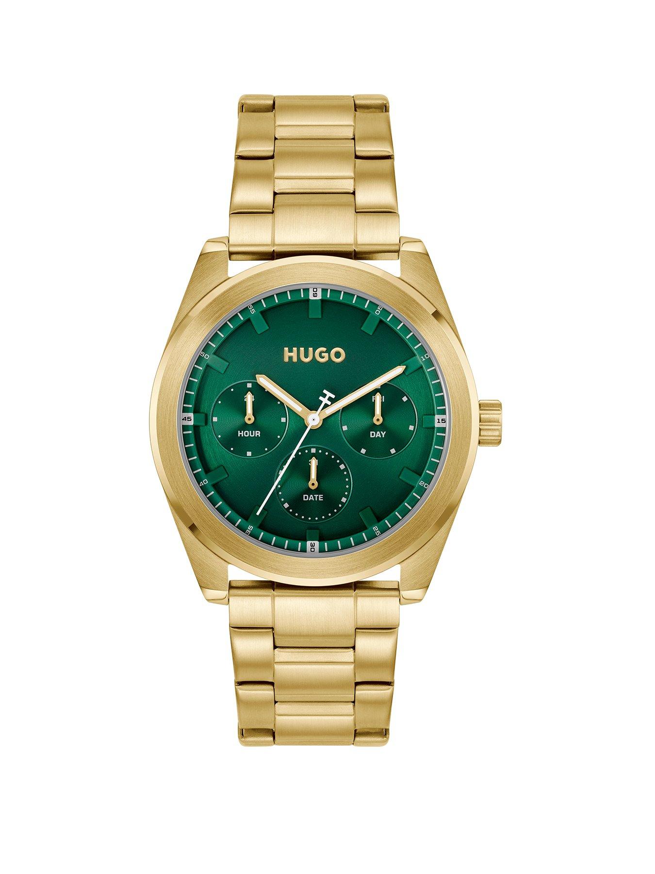undefined Gents HUGO #BRIGHT SPORT Light Yellow Gold IP Bracelet Watch