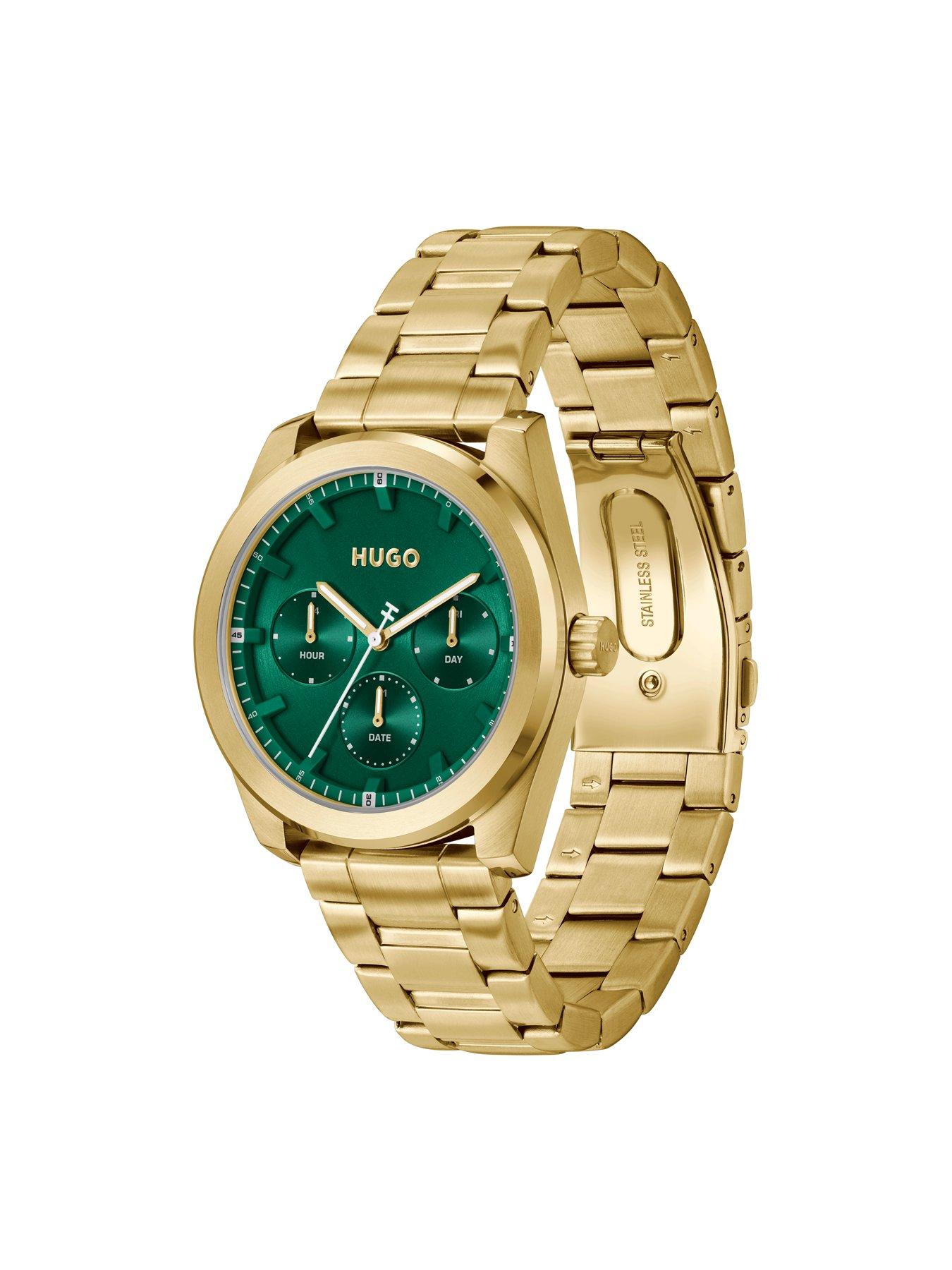  image of hugo-gents-hugo-bright-sport-light-yellow-gold-ip-bracelet-watch