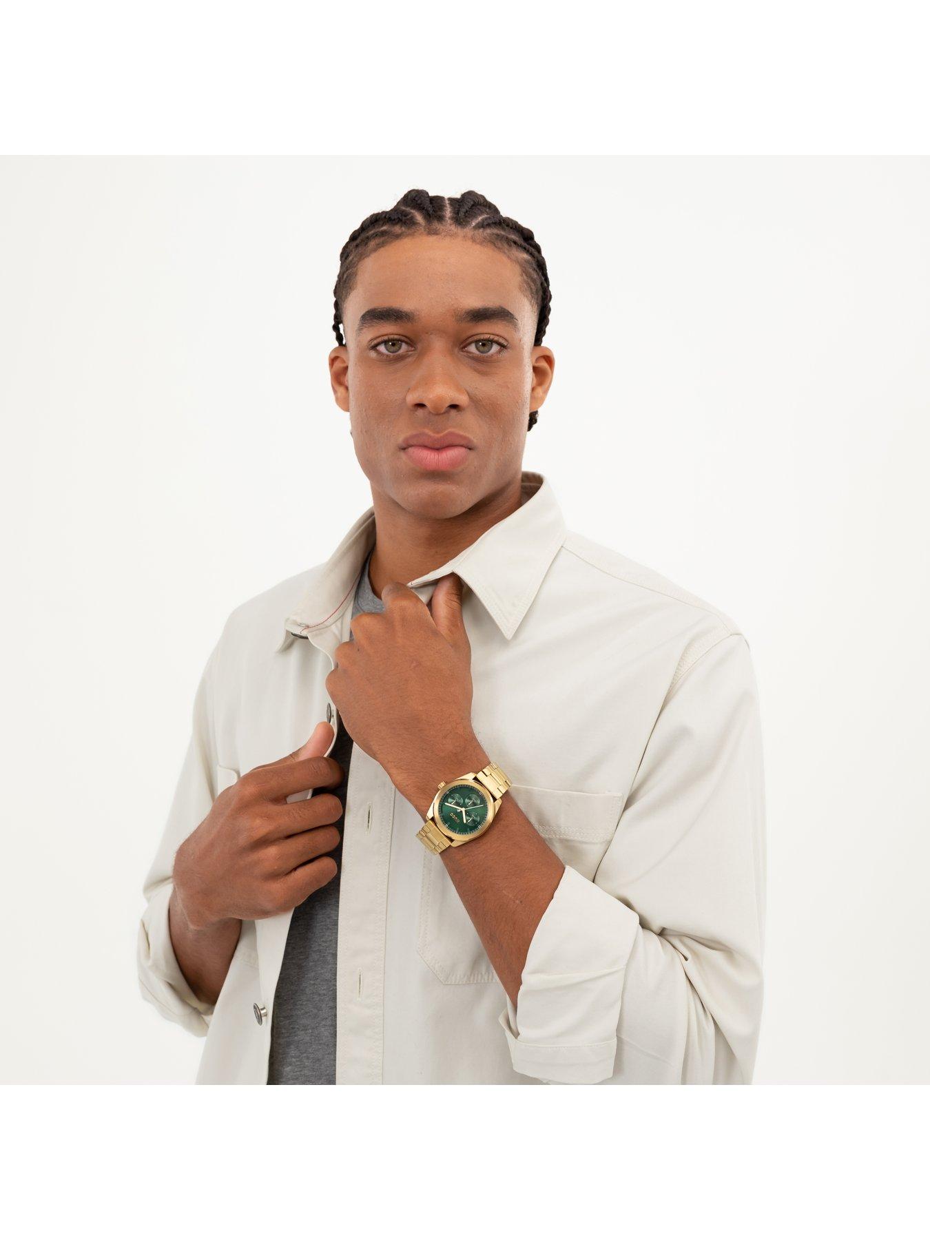  image of hugo-gents-hugo-bright-sport-light-yellow-gold-ip-bracelet-watch