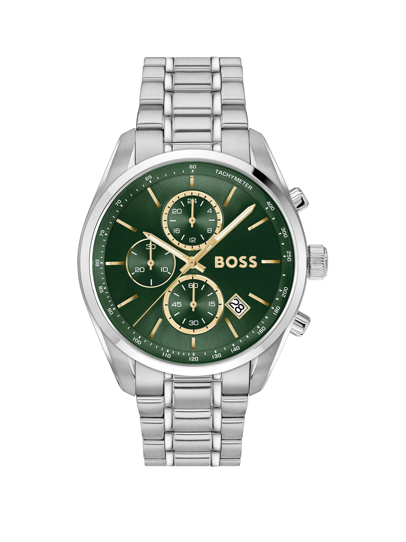 Image 1 of 8 of BOSS Gents Grand Prix Chronograph With Green Dial - Silver