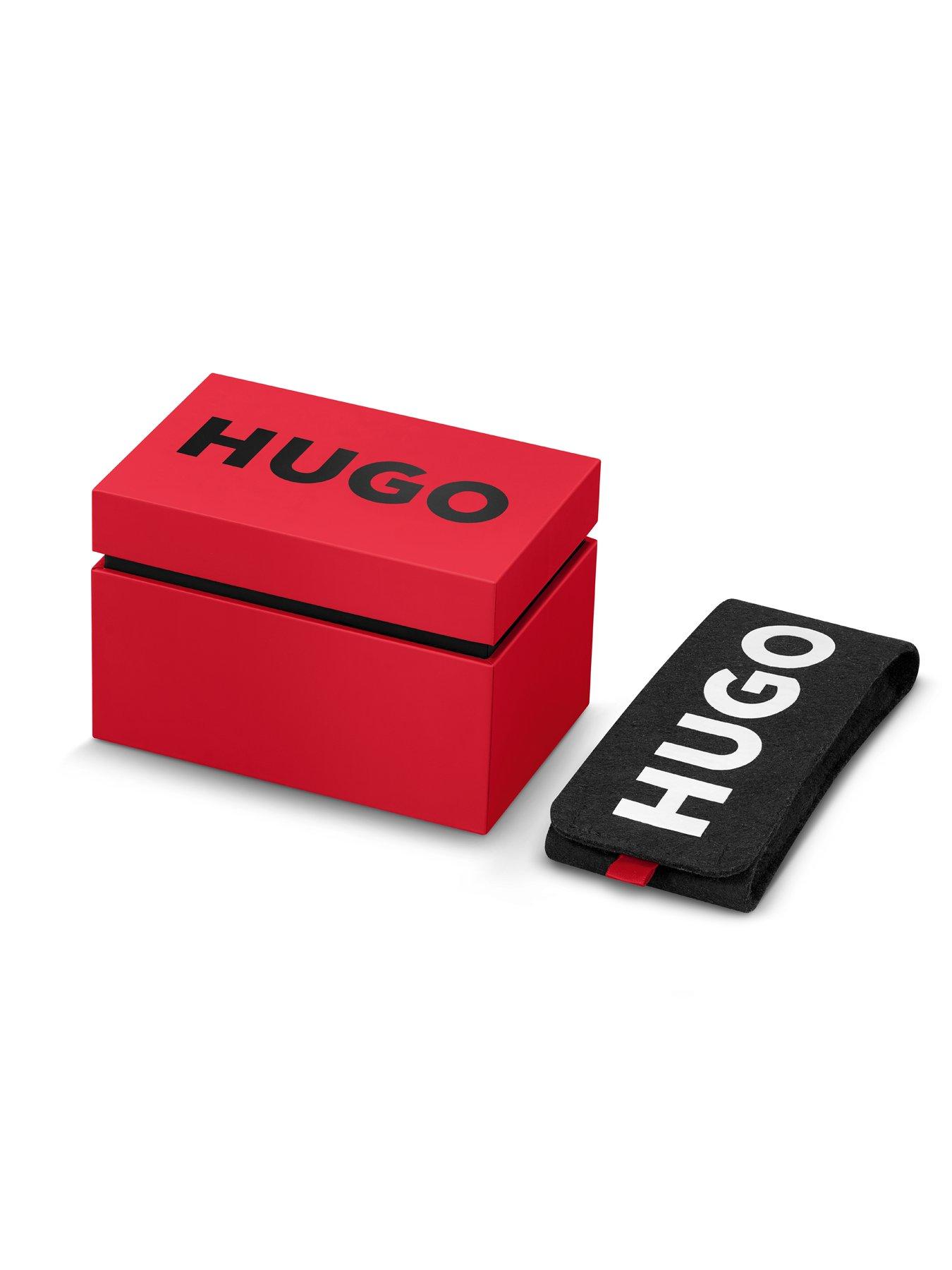  image of hugo-gents-hugo-ark-black-leather-strap-watch