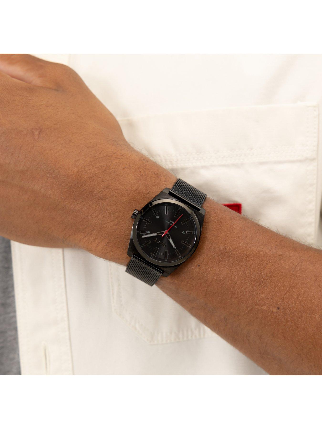 Image 4 of 7 of HUGO Gents HUGO #ARK Black IP Mesh Bracelet Watch