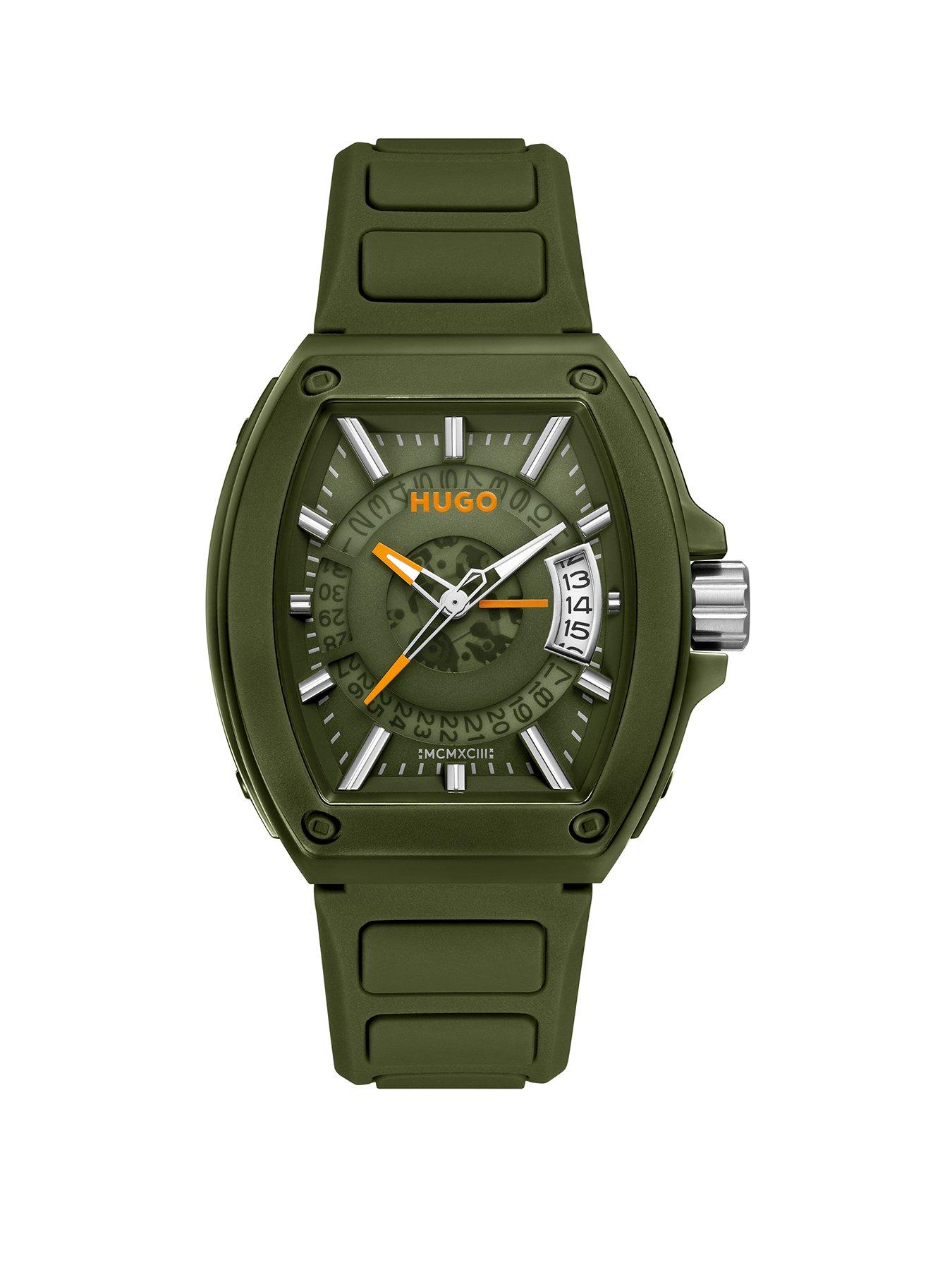 hugo-gentsnbspicon-green-silicone-strap-watch