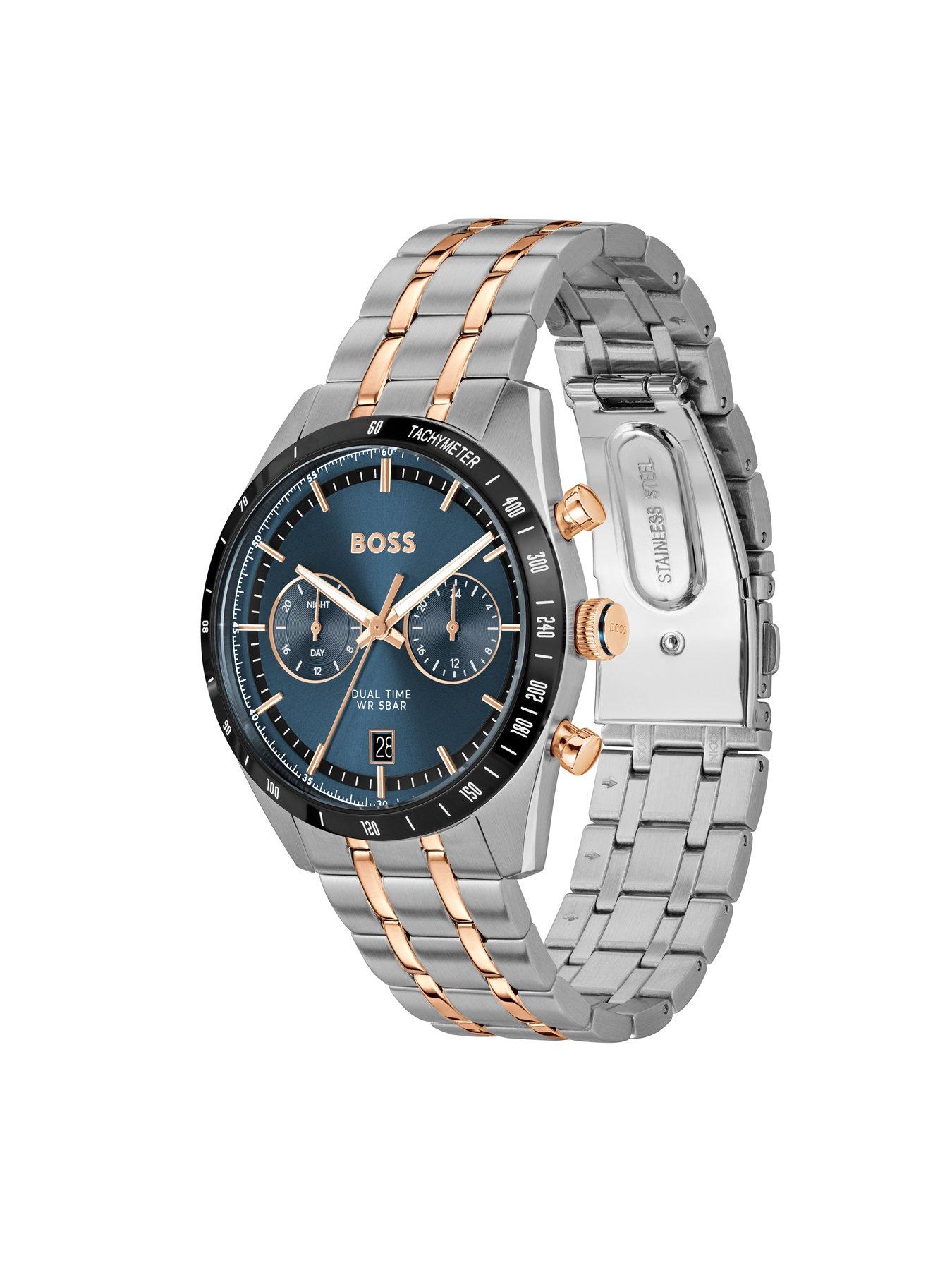 Image 4 of 7 of BOSS Gents BOSS Tourmaster Dual Time Bi Colour Bracelet Watch with Blue Dial