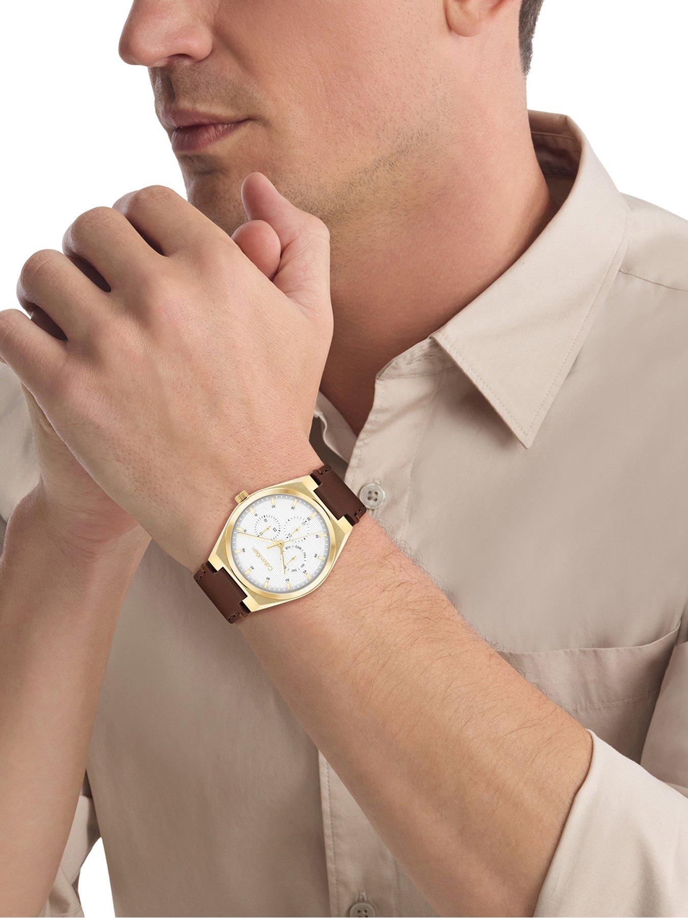 Image 4 of 5 of Calvin Klein Men's Ck Motion Leather Strap Watch - Brown