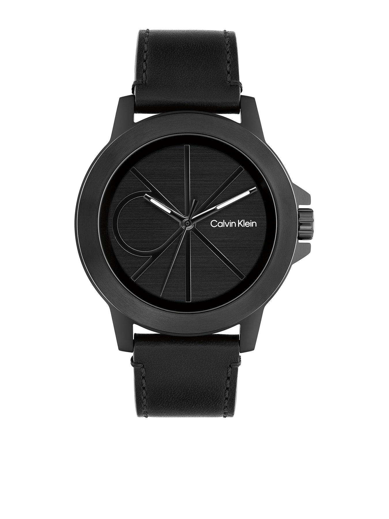 Image 1 of 5 of Calvin Klein Mens Ck Reset Leather Strap Watch - Black
