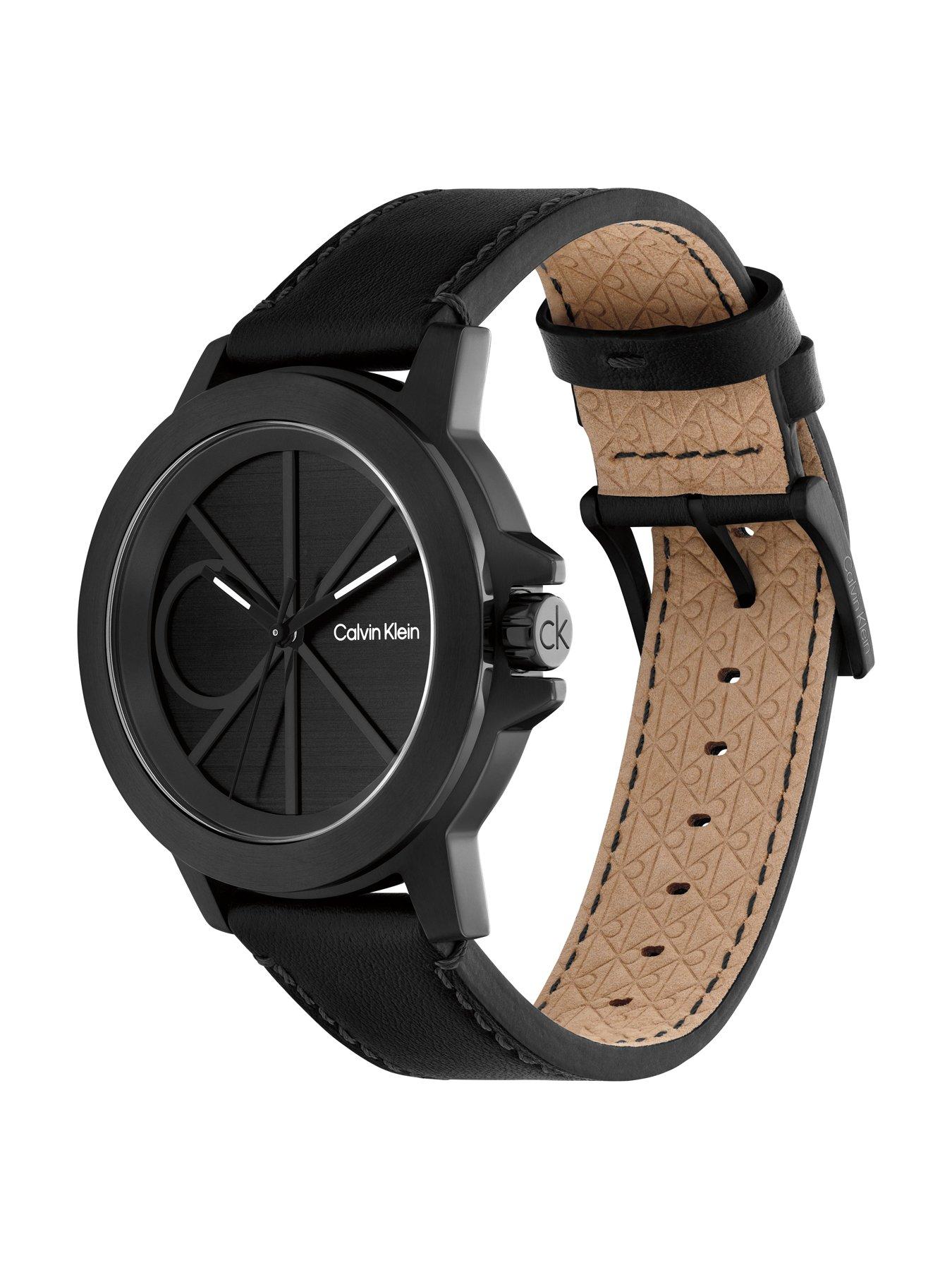 Image 2 of 5 of Calvin Klein Mens Ck Reset Leather Strap Watch - Black