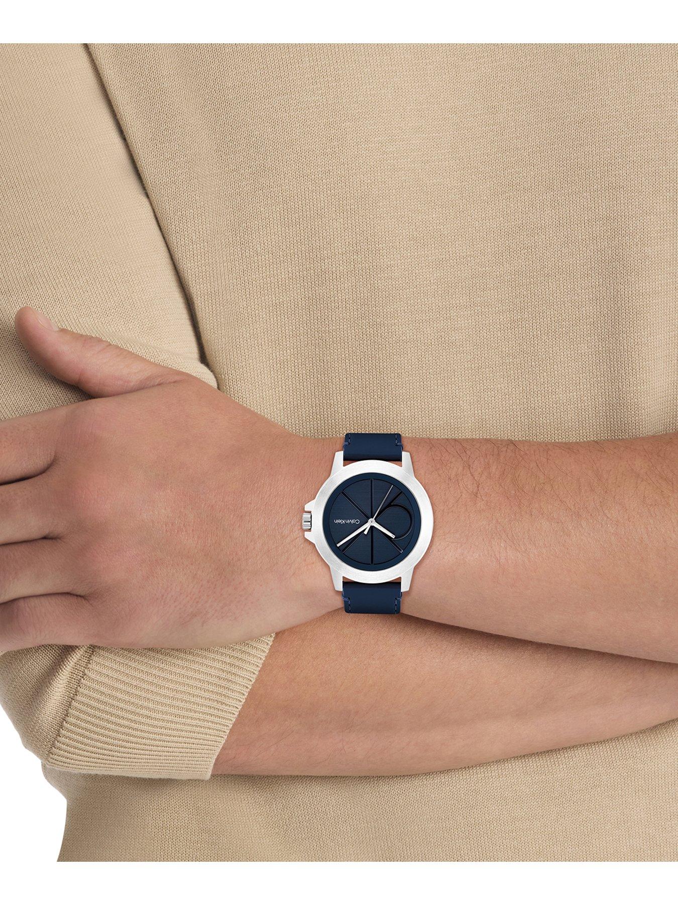 Image 4 of 5 of Calvin Klein Men's CK Reset 4.2cm Leather Strap Watch - Blue