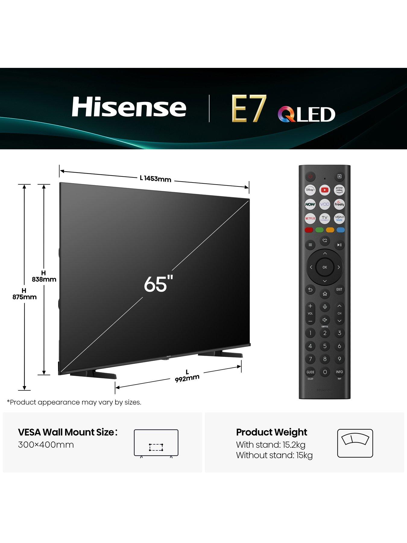 Image 6 of 7 of Hisense 65E7QTUK 65-inch&nbsp;QLED 4K&nbsp;Smart AI TV with Freely