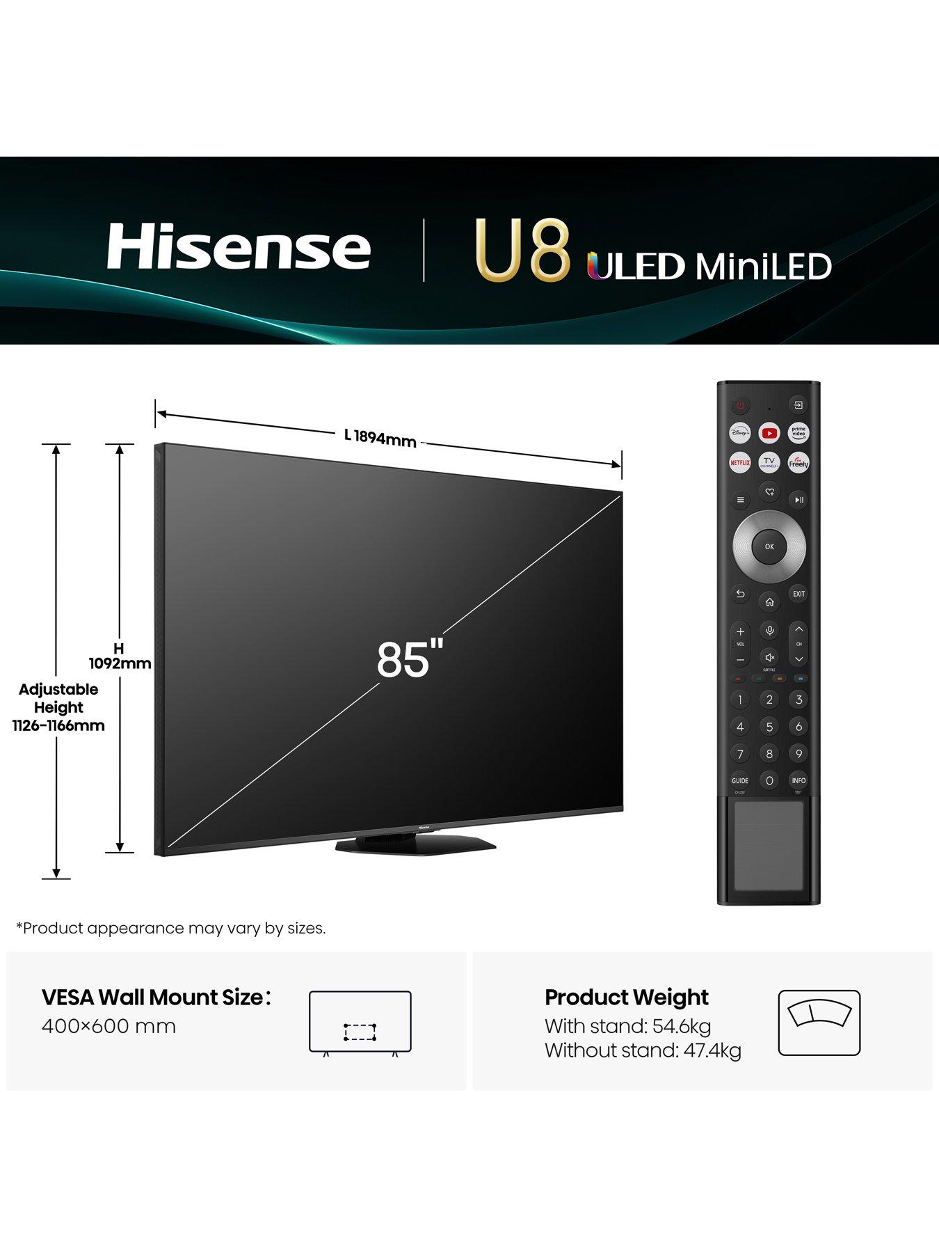Image 7 of 7 of Hisense U8Q 85" 4K MiniLED QLED 165Hz Smart AI TV with Freely- 85U8QTUK