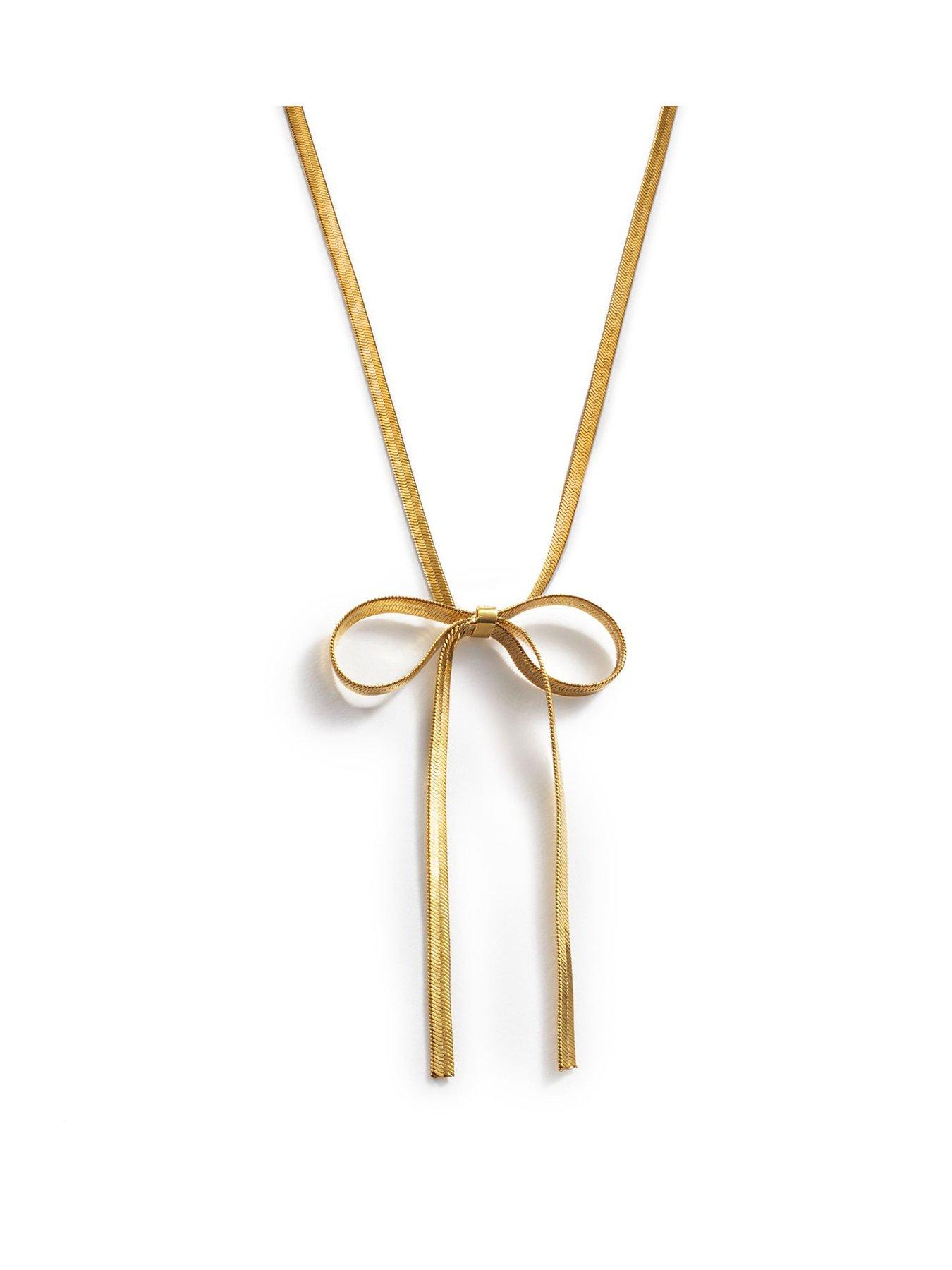  image of katie-loxton-amelie-bow-necklace-gold-coated-45cm-5cm-extender