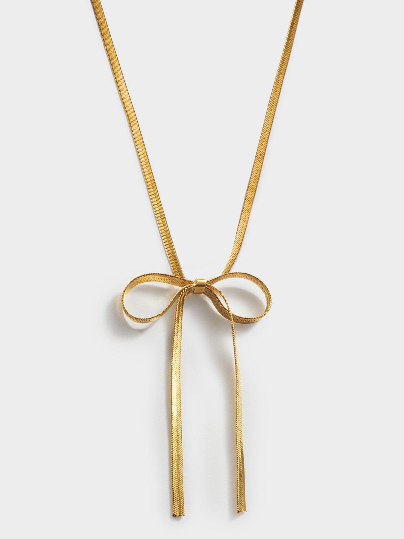 Image 2 of 5 of Katie Loxton Amelie Bow Necklace , Gold Coated , 45cm + 5cm extender - Waterproof
