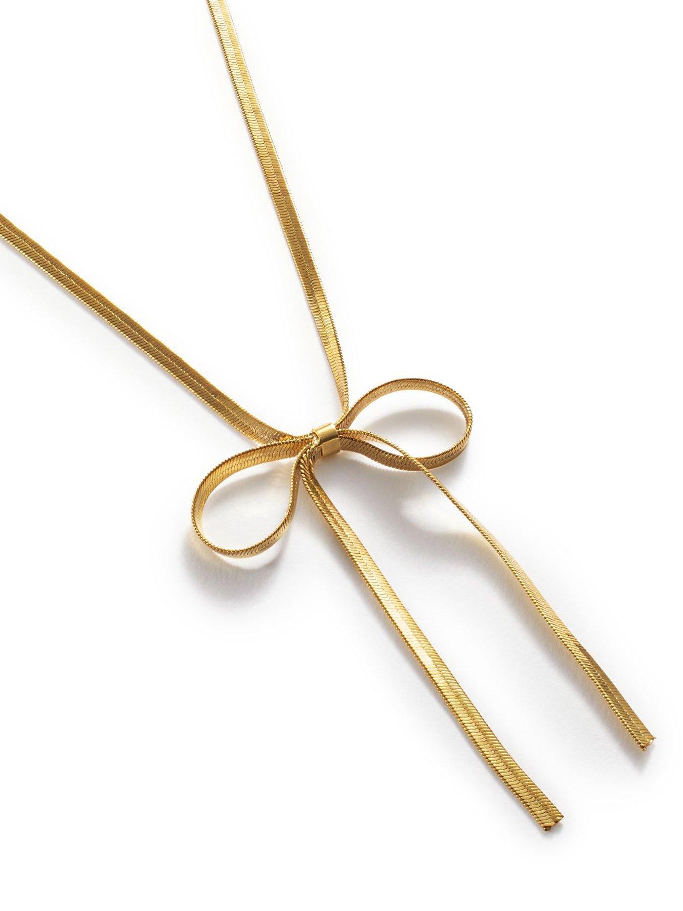  image of katie-loxton-amelie-bow-necklace-gold-coated-45cm-5cm-extender