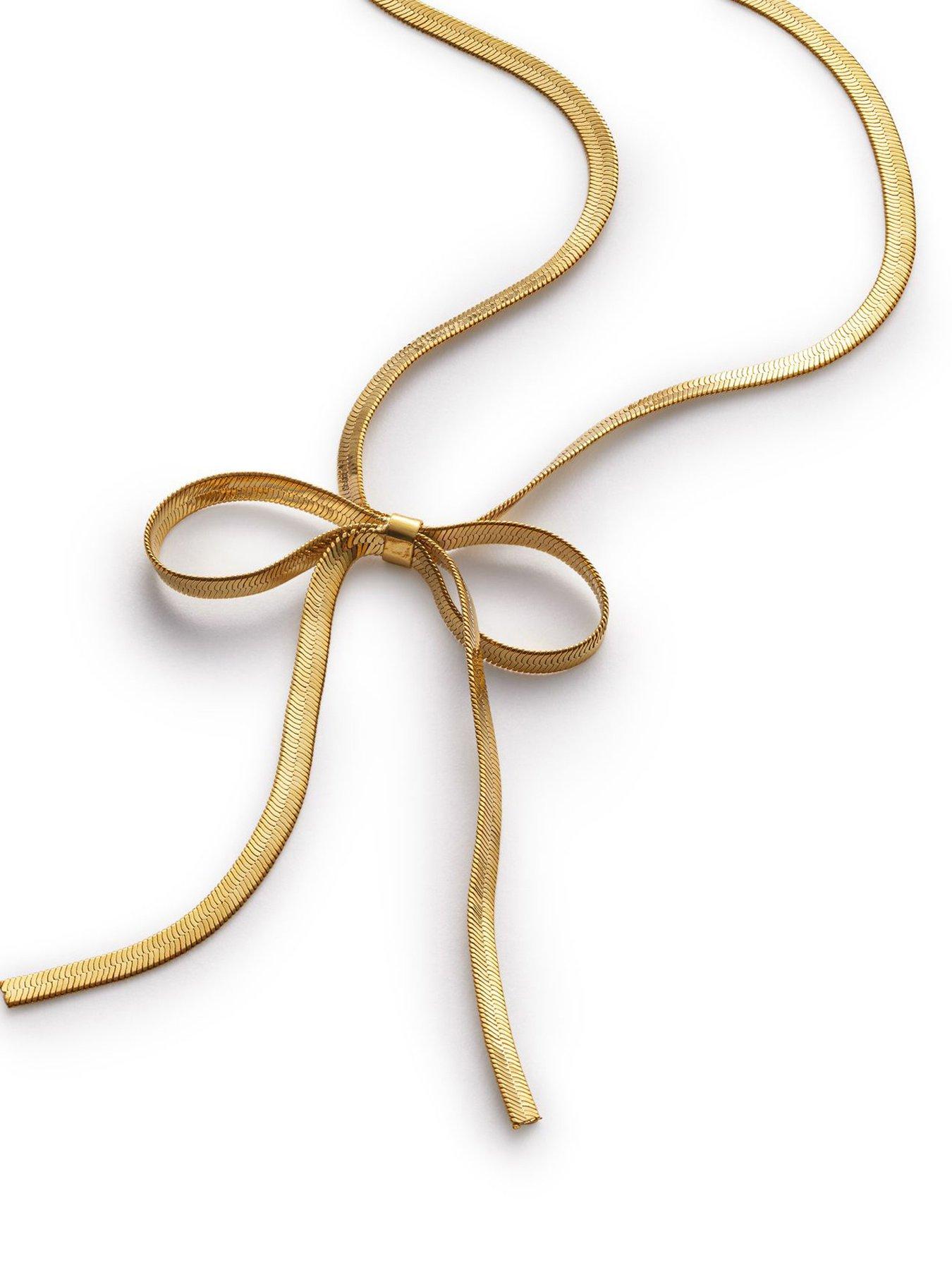  image of katie-loxton-amelie-bow-necklace-gold-coated-45cm-5cm-extender