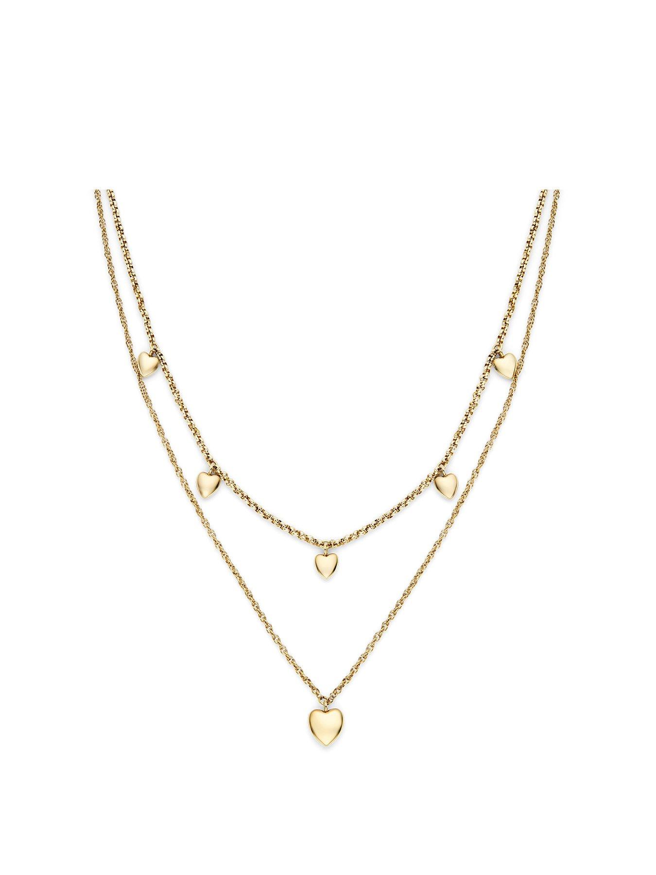 undefined Mini Heart Light Gold IP Double Layered Necklace