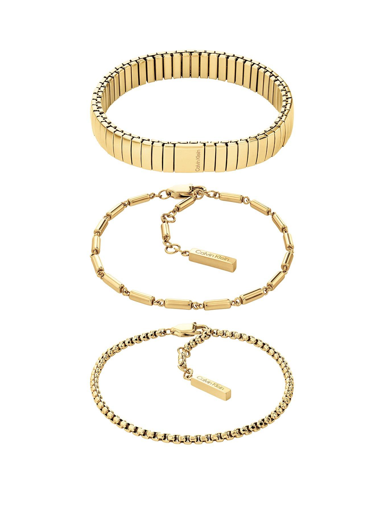 undefined Women's Ck Stacked Plated Bracelet - Gold