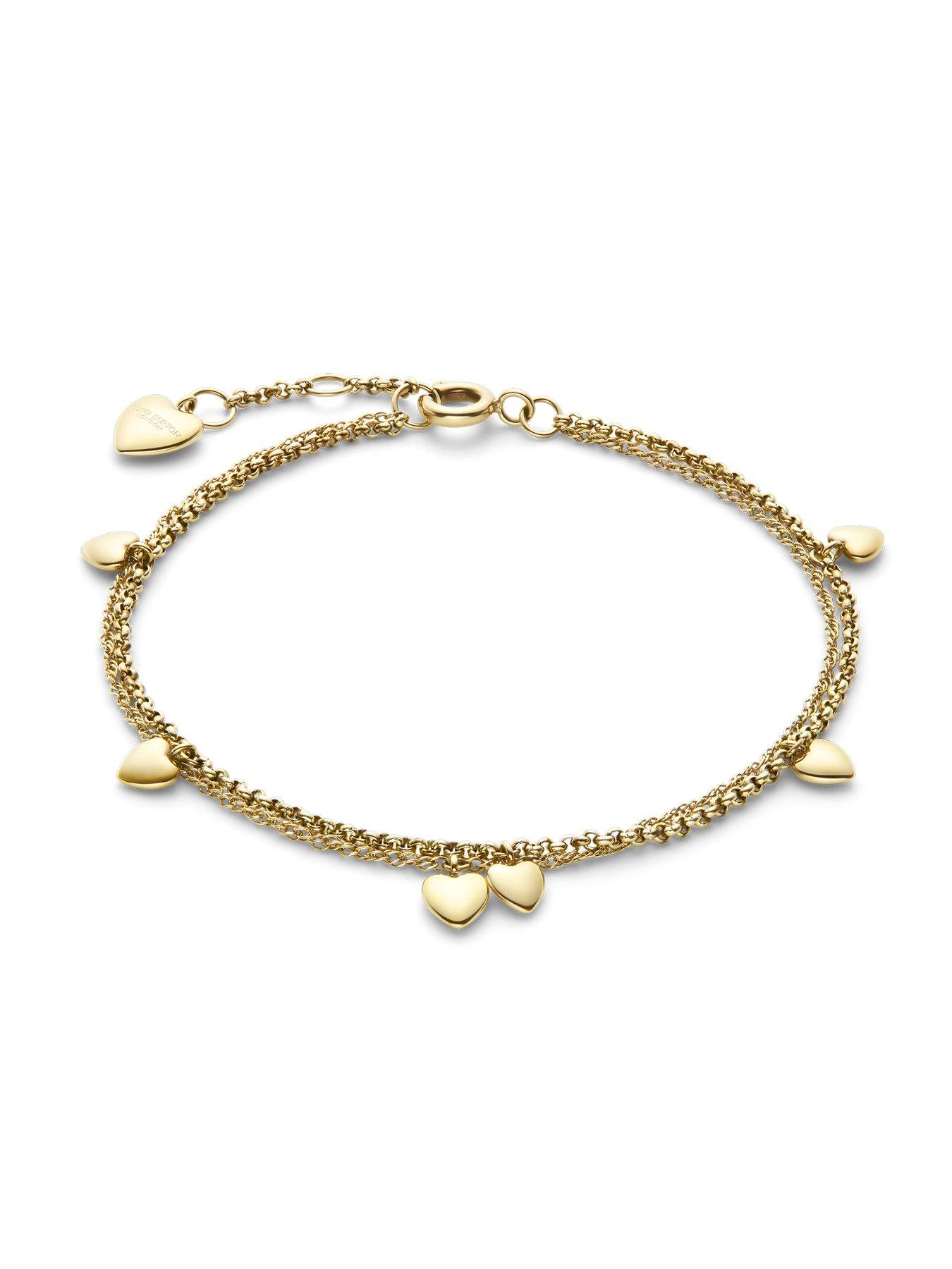Image 2 of 6 of Olivia Burton Mini Heart Light Gold IP Double Layered Bracelet