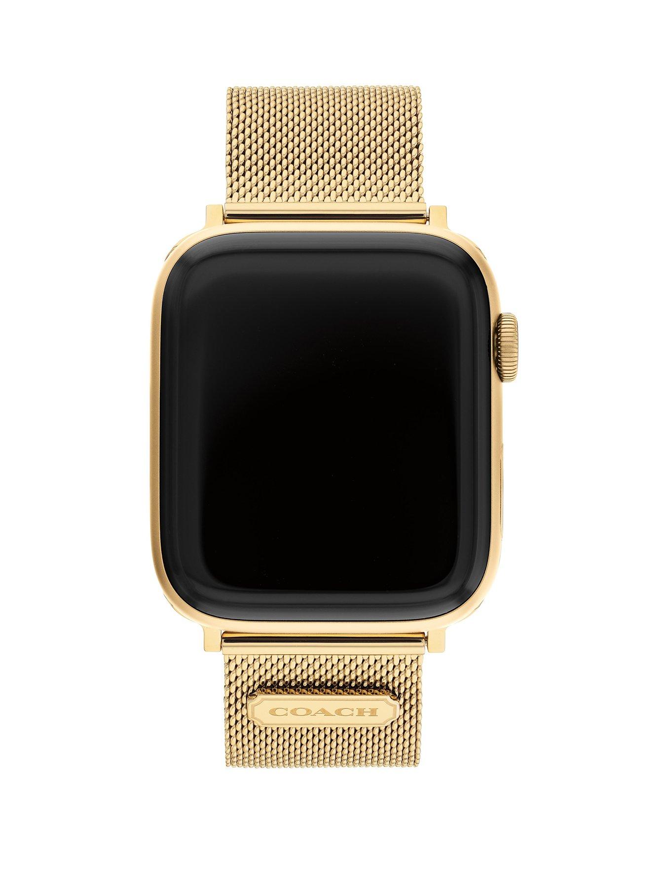 undefined Ladies Gold IP Mesh Apple Watch Strap - Gold