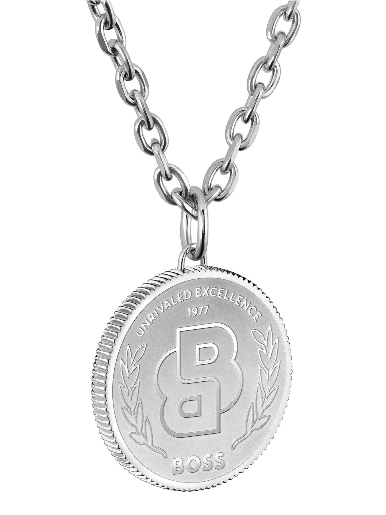 Image 4 of 7 of BOSS Gents BOSS Double B Medallion Necklace