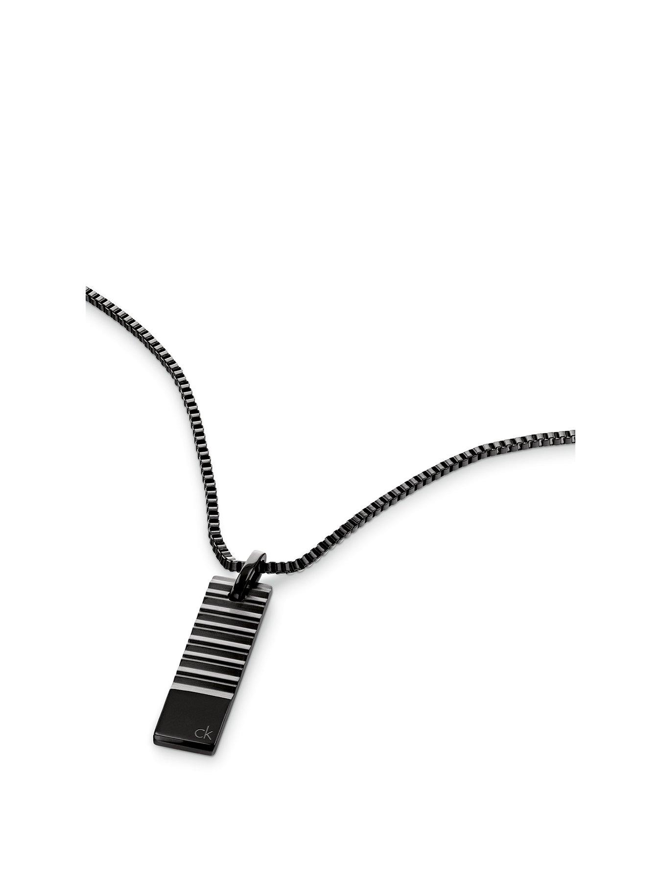  image of calvin-klein-mens-ck-parallel-black-ip-necklace