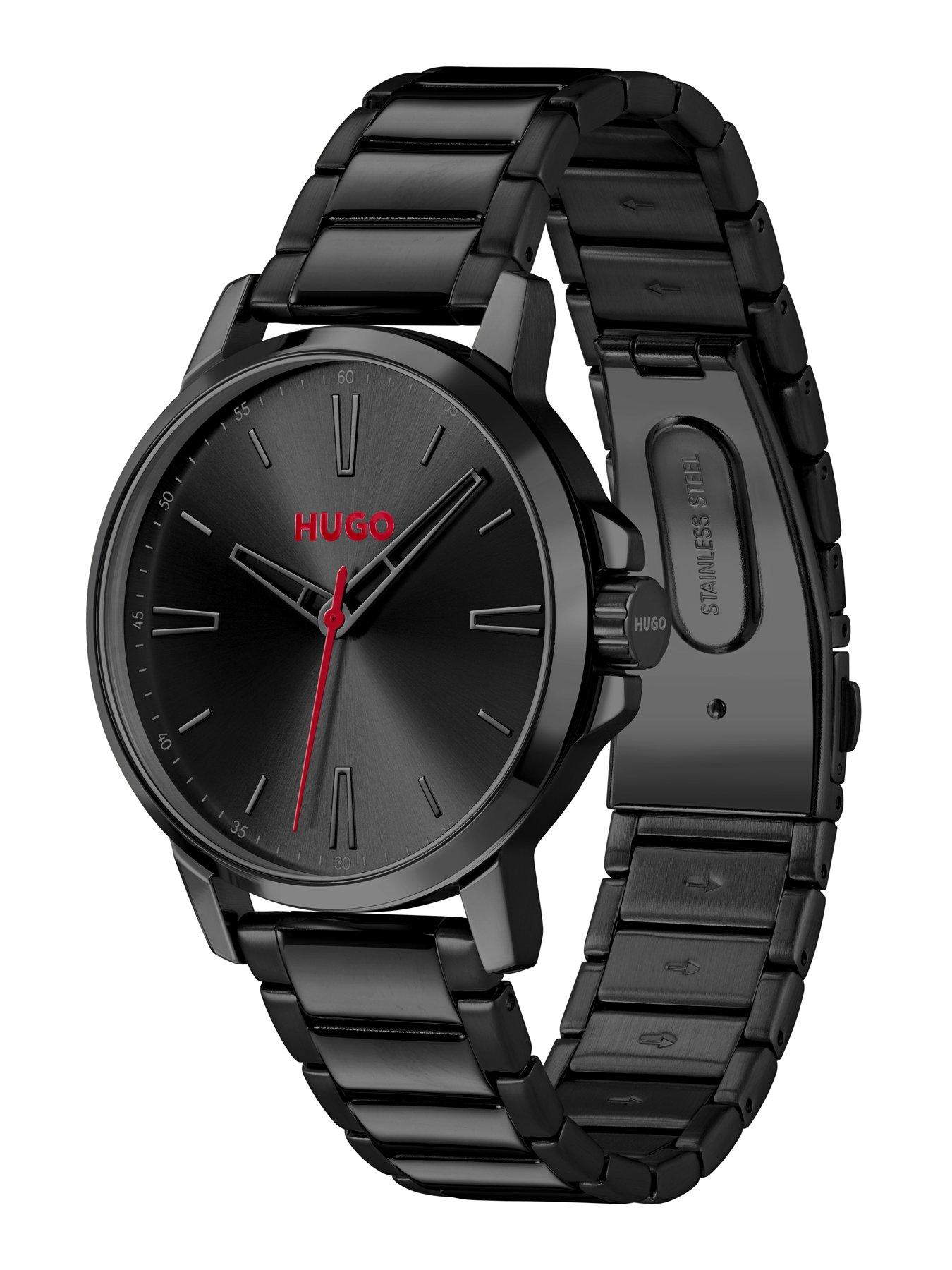 Image 3 of 5 of HUGO Gents HUGO #SMOOTH Black IP Watch &amp; Cardholder Gift Set