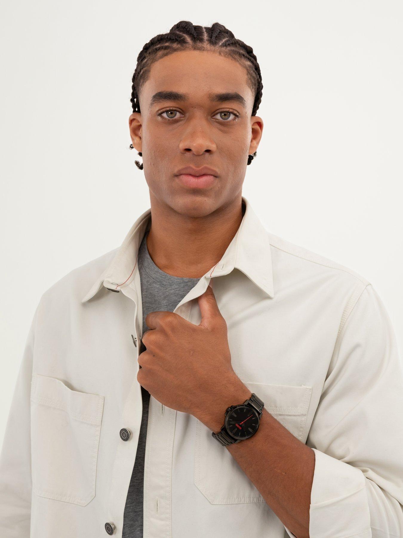 Image 4 of 5 of HUGO Gents HUGO #SMOOTH Black IP Watch &amp; Cardholder Gift Set