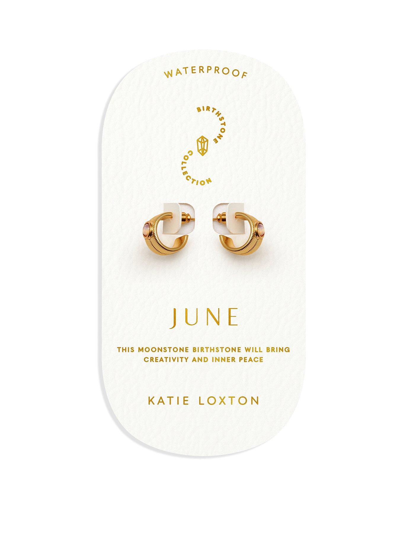 Katie Loxton BIRTHSTONE HOOP EARRINGS - JANUARY - Garnet - 1.4cm x 0.7cm x 1.5cm