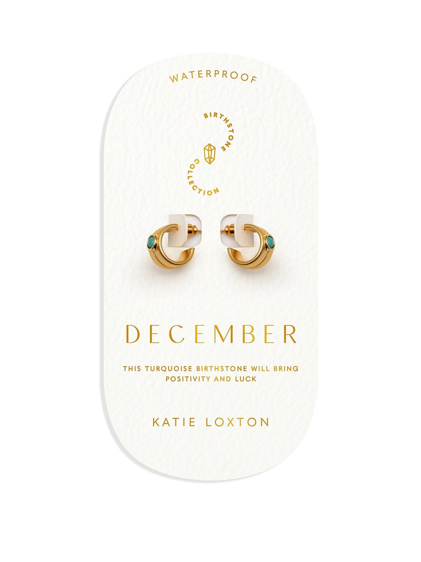 Katie Loxton BIRTHSTONE HOOP EARRINGS - JANUARY - Garnet - 1.4cm x 0.7cm x 1.5cm