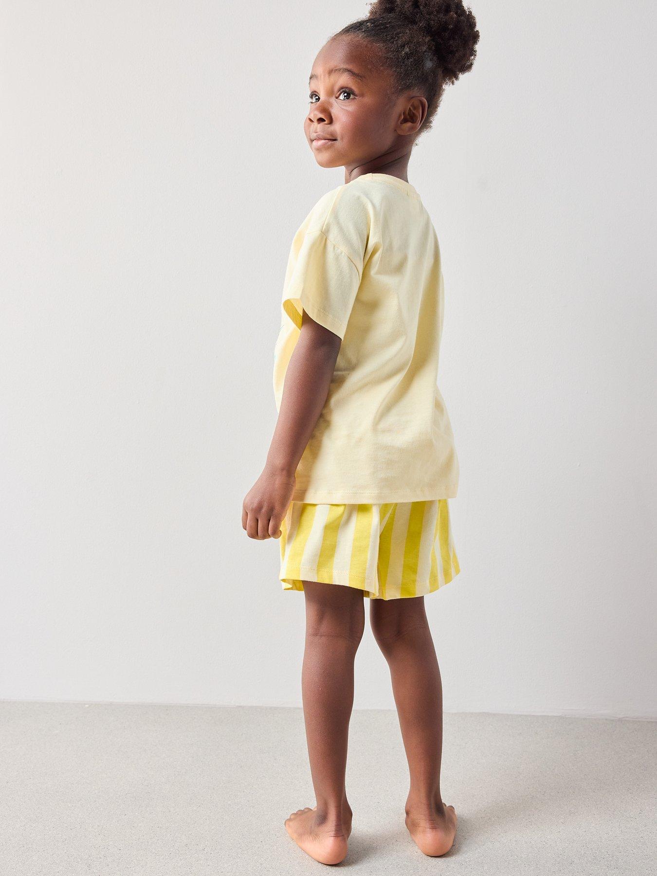 Image 2 of 6 of The Very Collection Stitch Stripe Short Sleeve Pyjamas - Yellow